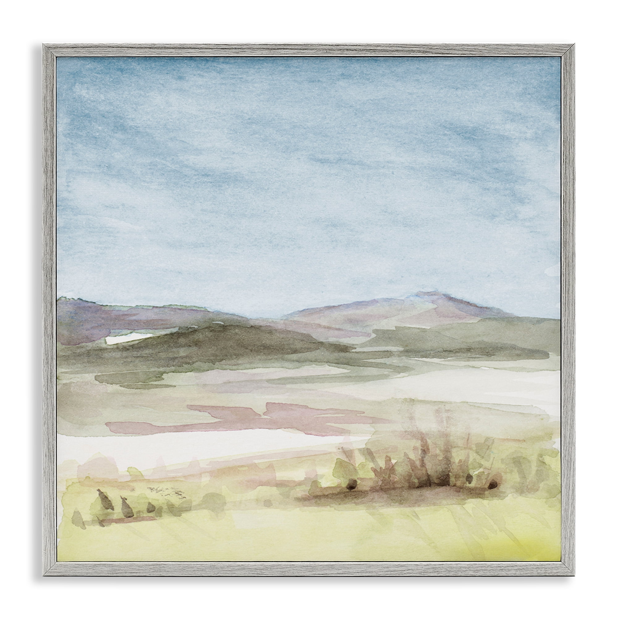 Stupell Industries Crisp Morning Mountains Landscape & Nature Painting Gray Framed Art Print Wall Art, 12 x 12