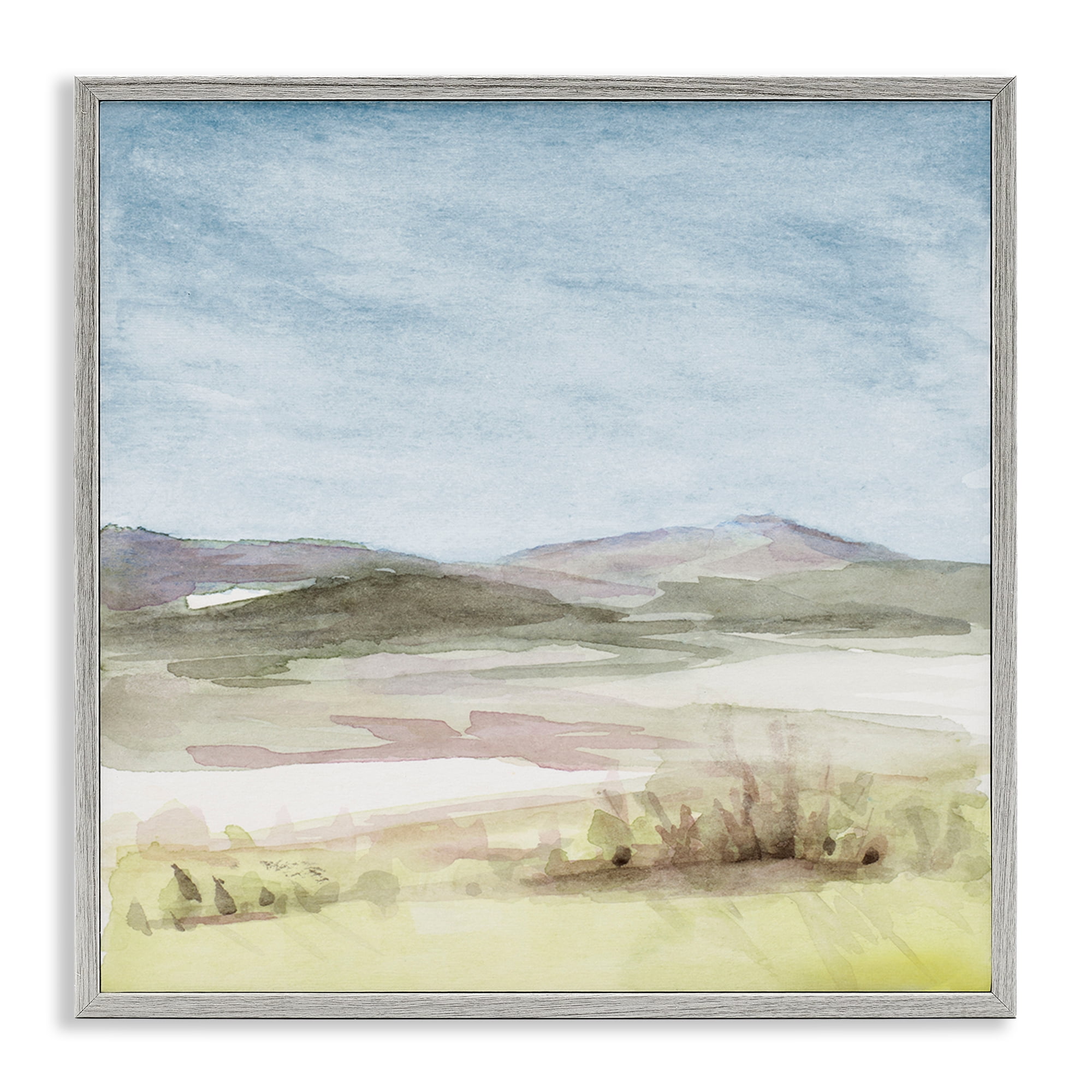 Stupell Industries Crisp Morning Mountains Landscape & Nature Painting Gray Framed Art Print Wall Art, 24 x 24