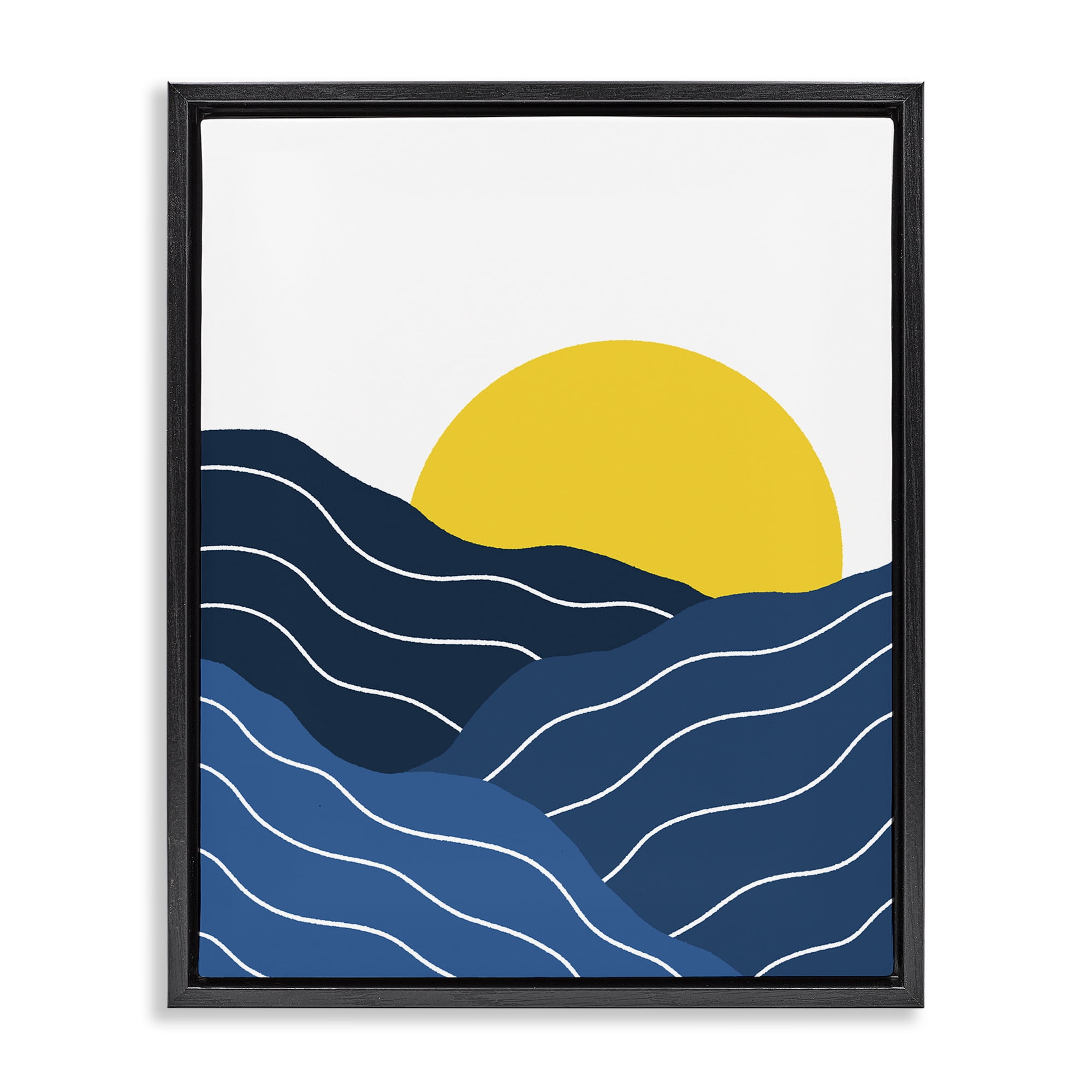 Stupell Industries Crisscross Sea Waves Landscape & Nature Painting Black Floater Framed Canvas Art Print Wall Art, 17 x 21