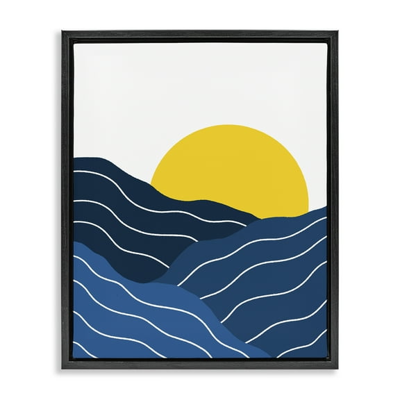 Stupell Industries Crisscross Sea Waves Landscape & Nature Painting Black Floater Framed Canvas Art Print Wall Art, 17 x 21