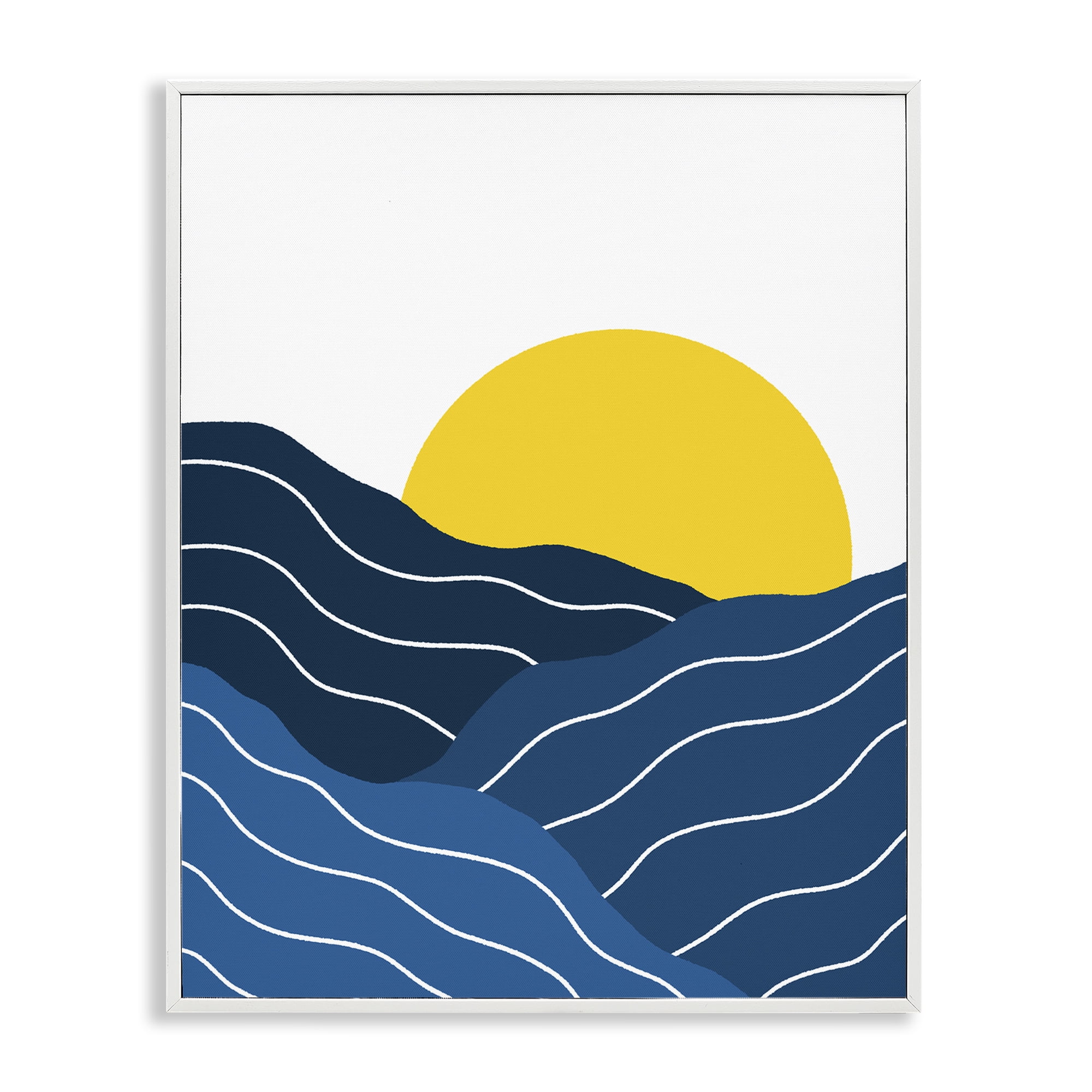 Stupell Industries Crisscross Sea Waves Landscape & Nature Painting White Framed Art Print Wall Art, 24 x 30
