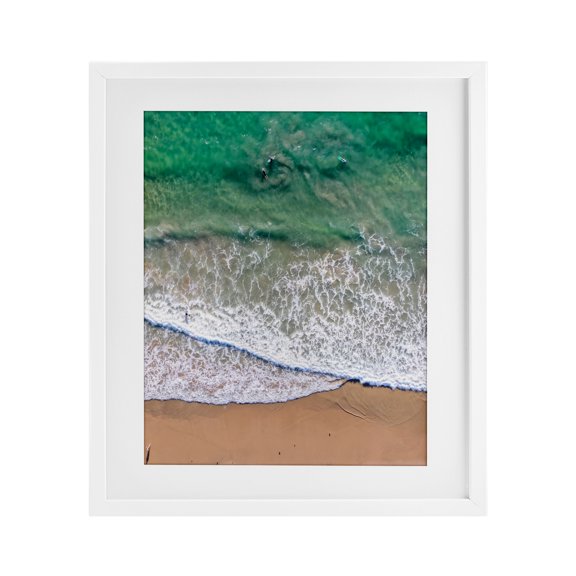 Stupell Industries Crisscross Shore Waves White Framed Print Under Glass, design by Jeff Poe Photography