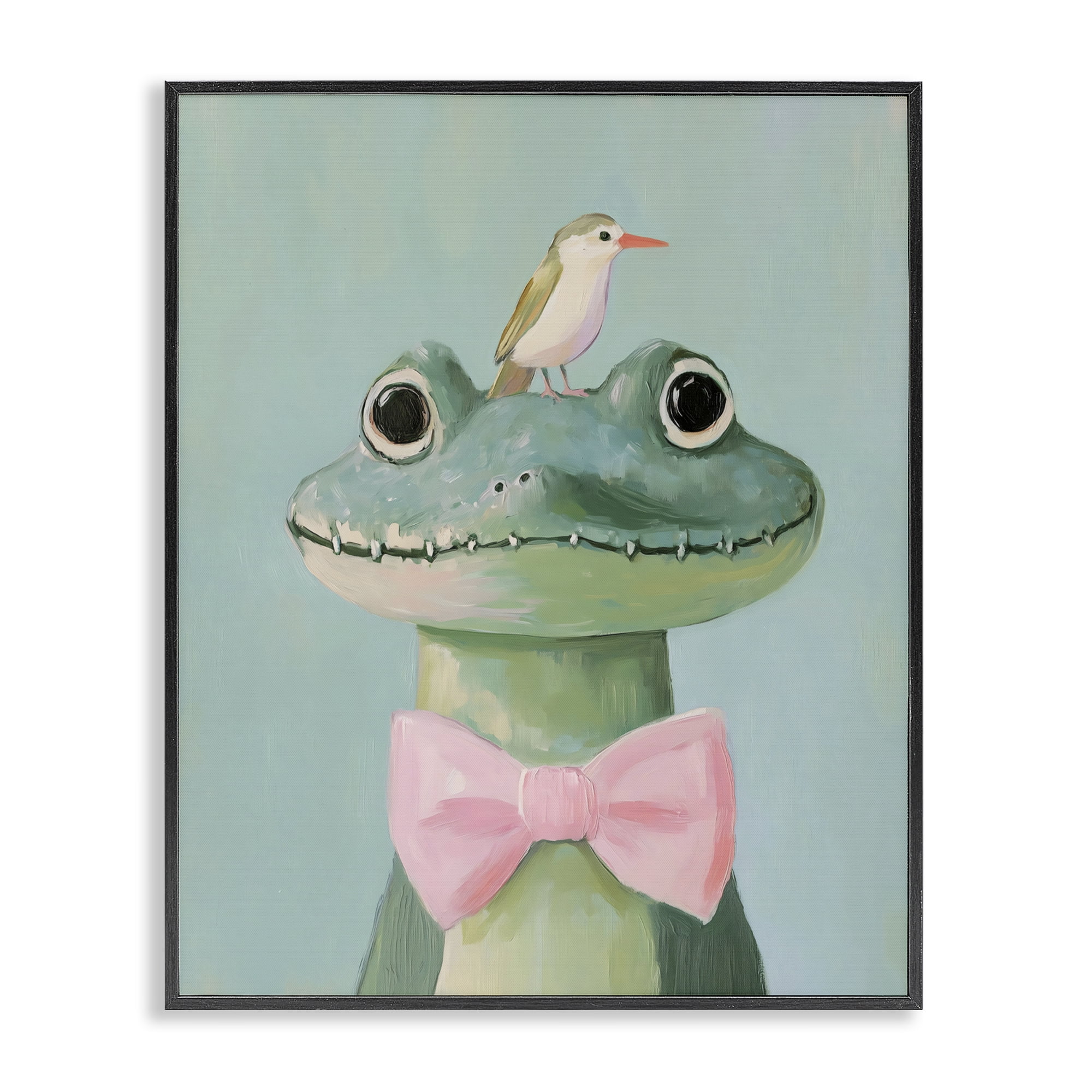 Stupell Industries Crocodile & Bird with Bowtie Black Framed Giclee Art, design by The Prints Vibe