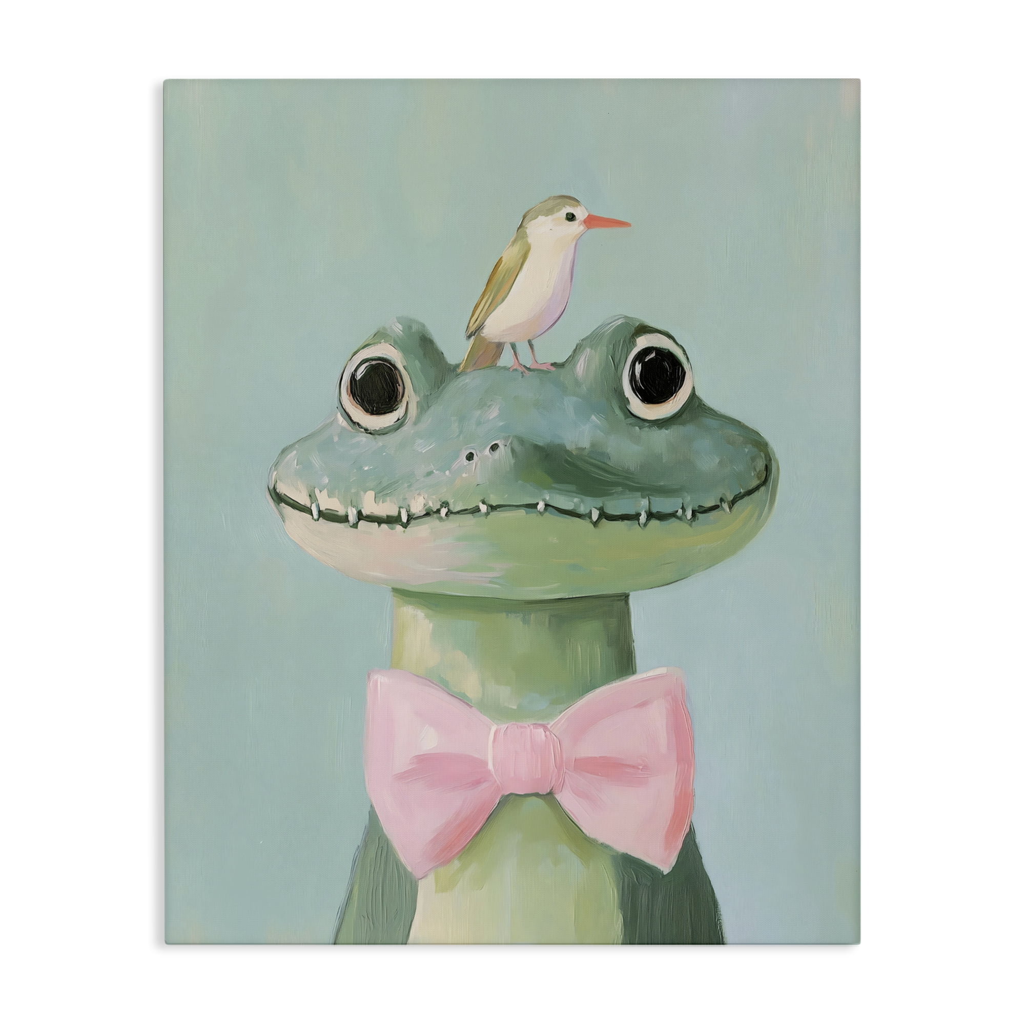 Stupell Industries Crocodile & Bird with Bowtie Canvas Wall Art, design by The Prints Vibe