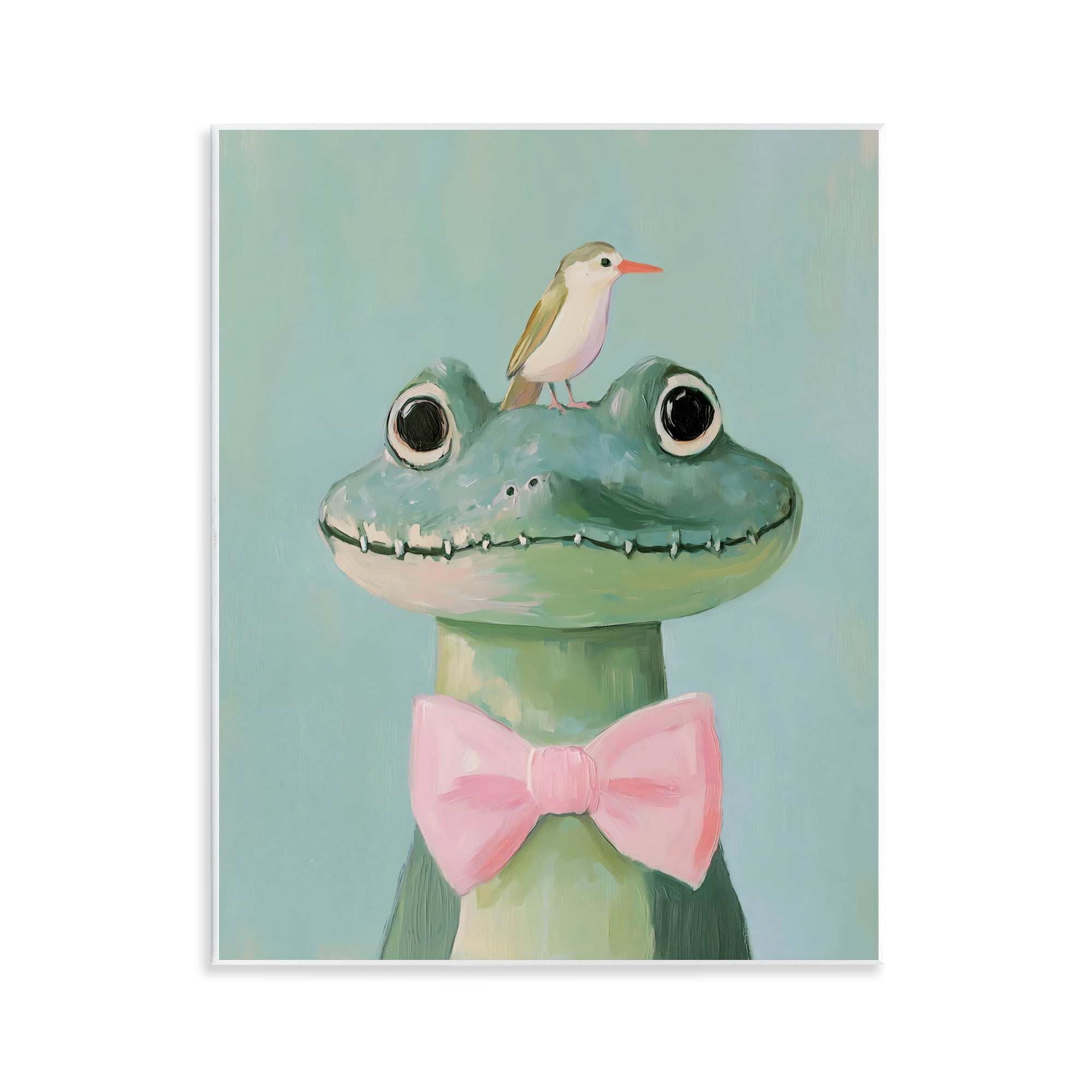 Stupell Industries Crocodile & Bird with Bowtie Wall Plaque Art, design by The Prints Vibe