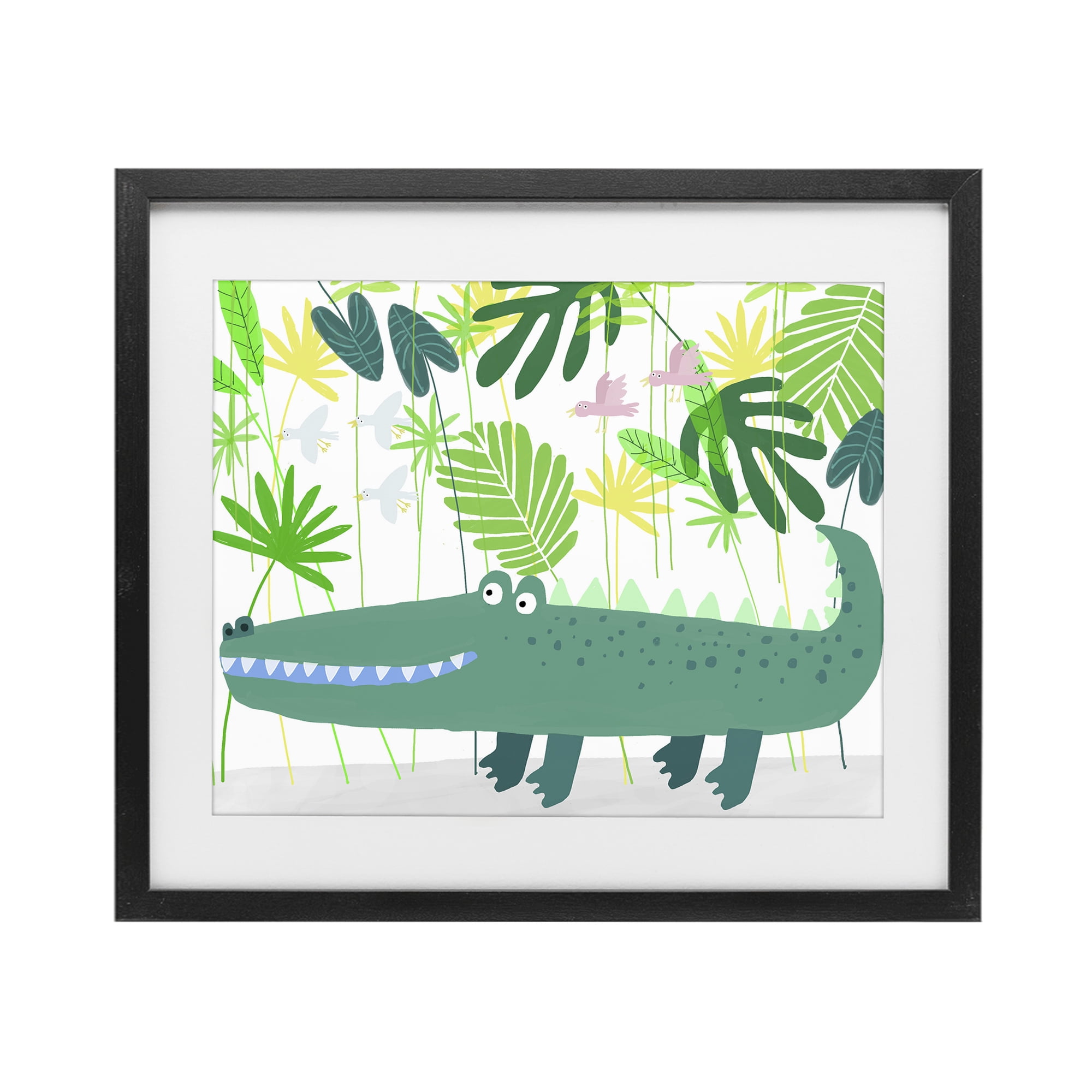 Stupell Industries Crocodile Jungle & Leaves Black Framed Print Under Glass, design by Carla Daly
