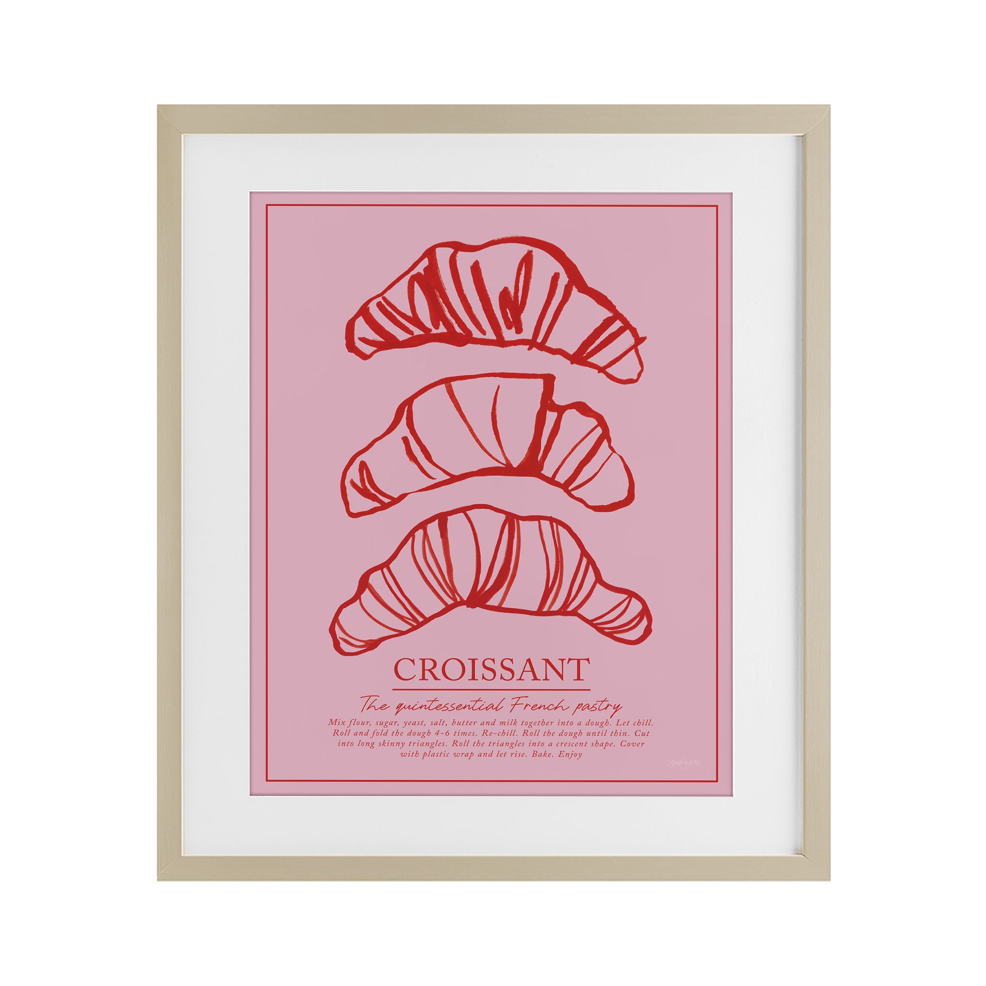 Stupell Industries Croissant Breakfast Pastry Birch Framed Print Under Glass, design by Jenaya Jackson