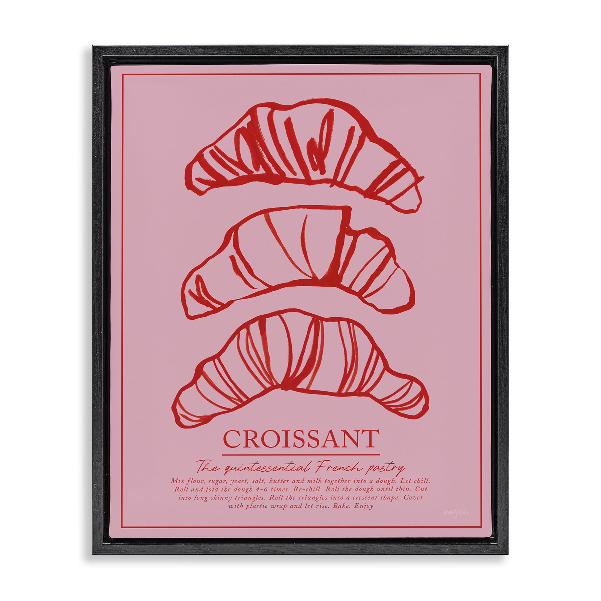 Stupell Industries Croissant Breakfast Pastry Black Framed Floater Canvas Wall Art, design by Jenaya Jackson