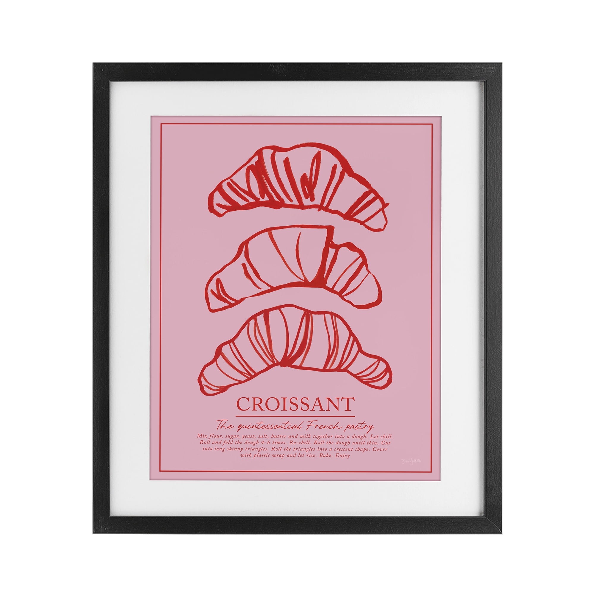 Stupell Industries Croissant Breakfast Pastry Black Framed Print Under Glass, design by Jenaya Jackson