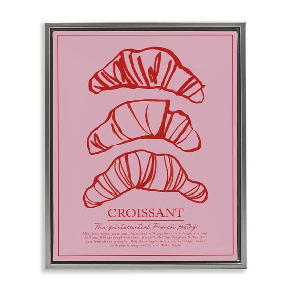 Stupell Industries Contemporary Croissant Breakfast Pastry Gray Floating Frame Canvas Art, 17 x 21, by Jenaya Jackson