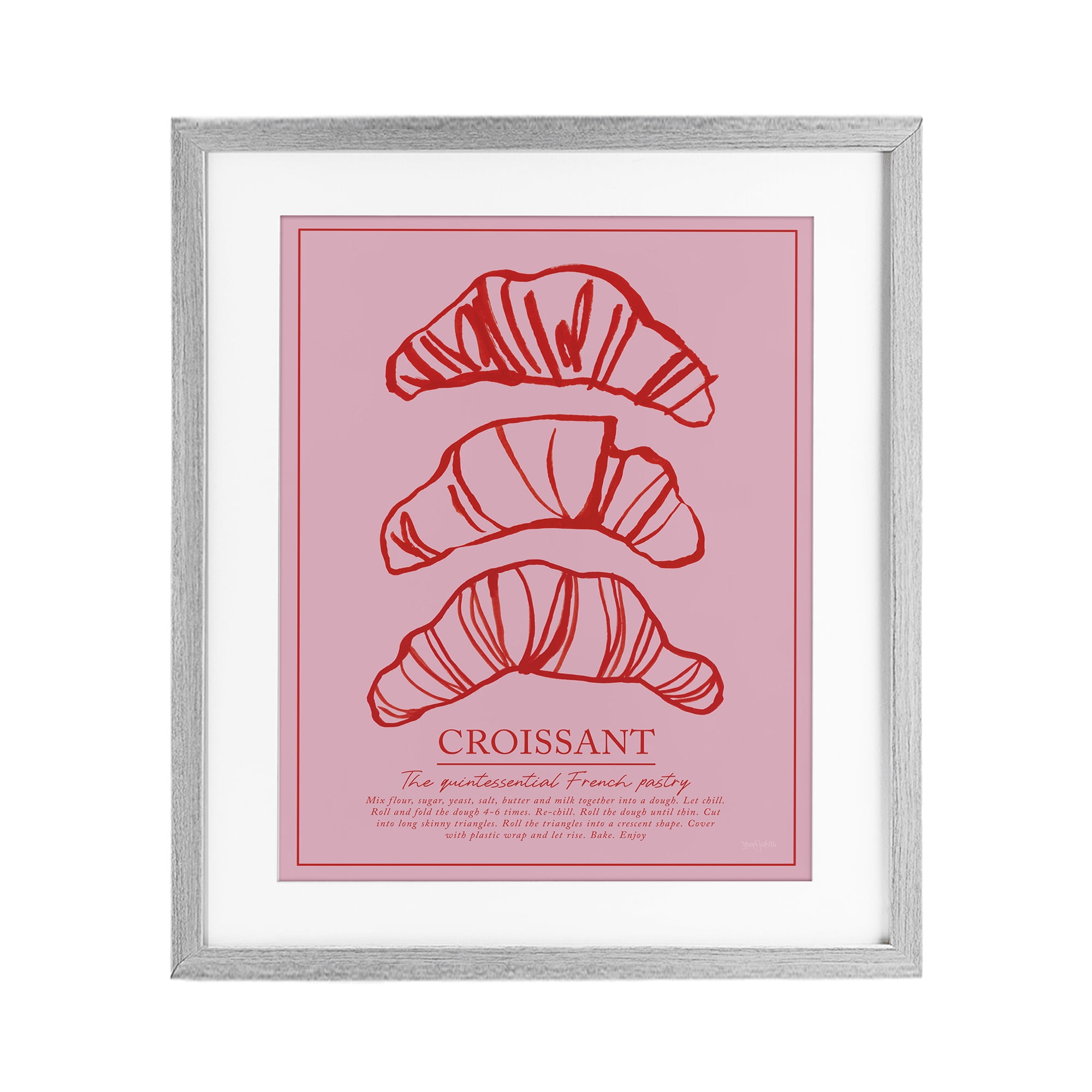 Stupell Industries Croissant Breakfast Pastry Gray Framed Print Under Glass, design by Jenaya Jackson
