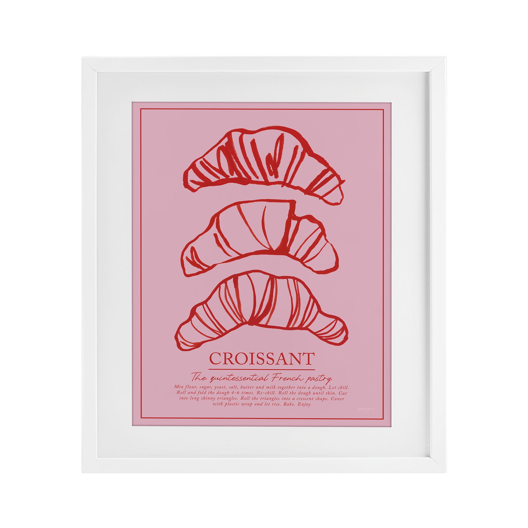 Stupell Industries Croissant Breakfast Pastry White Framed Print Under Glass, design by Jenaya Jackson