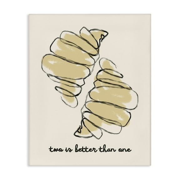 Stupell Industries Croissants with French Phrase Quotes and Sayings Painting Wrapped Canvas Canvas Art Print Wall Art, 24 x 30