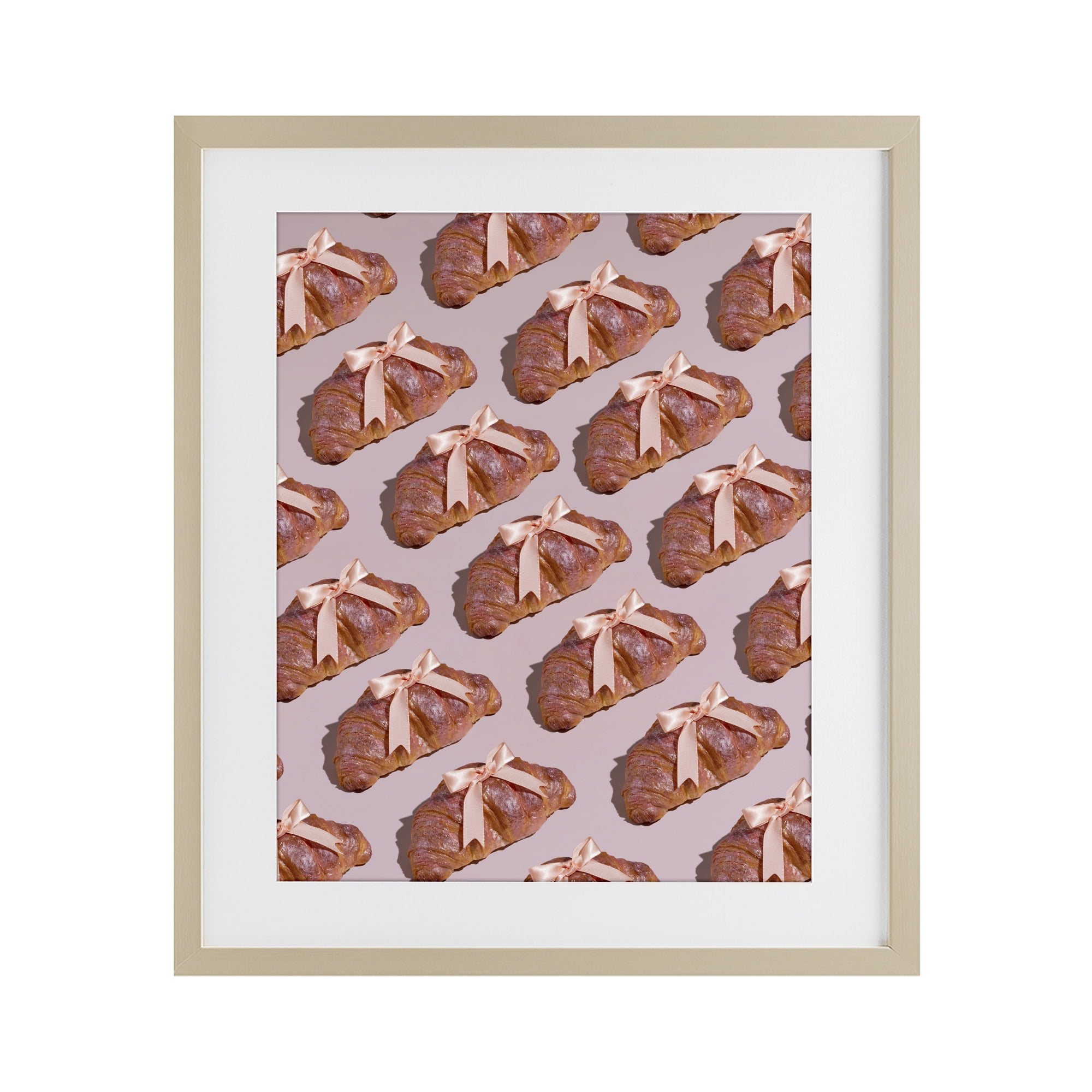 Stupell Industries Croissants with Ribbons Pattern Birch Framed Print Under Glass, design by LISH Creative