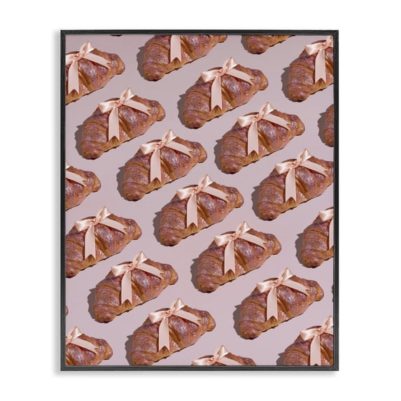 Stupell Industries Glam Croissants with Ribbons Pattern Black Framed Giclee Art, 11 x 14, by LISH Creative