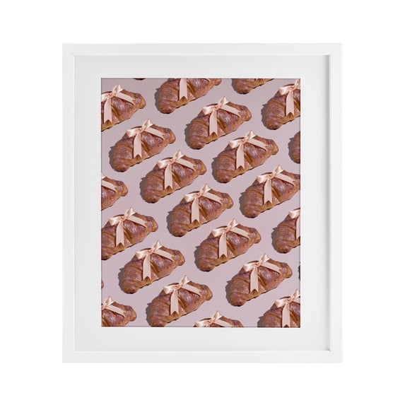 Stupell Industries Glam Croissants with Ribbons Pattern White Framed Print Under Glass, 13 x 16, by LISH Creative