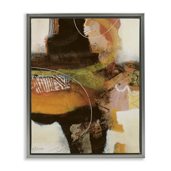 Stupell Industries Cromatismo Neutral Abstract Gray Framed Floater Canvas Wall Art design by Maurizio Piovan, 21 x 17