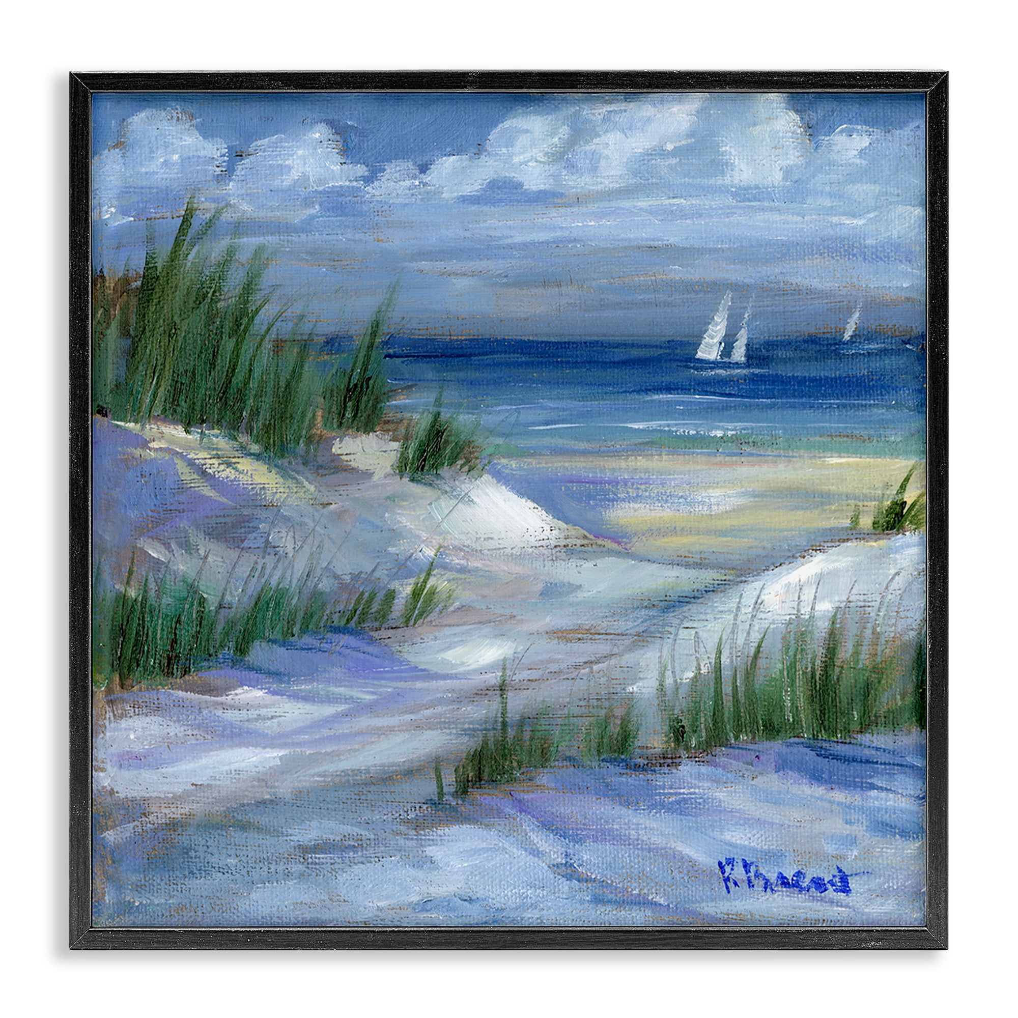 Stupell Industries Crooked Island Dunes & Sailboats Black Framed Giclee Art, design by Paul Brent