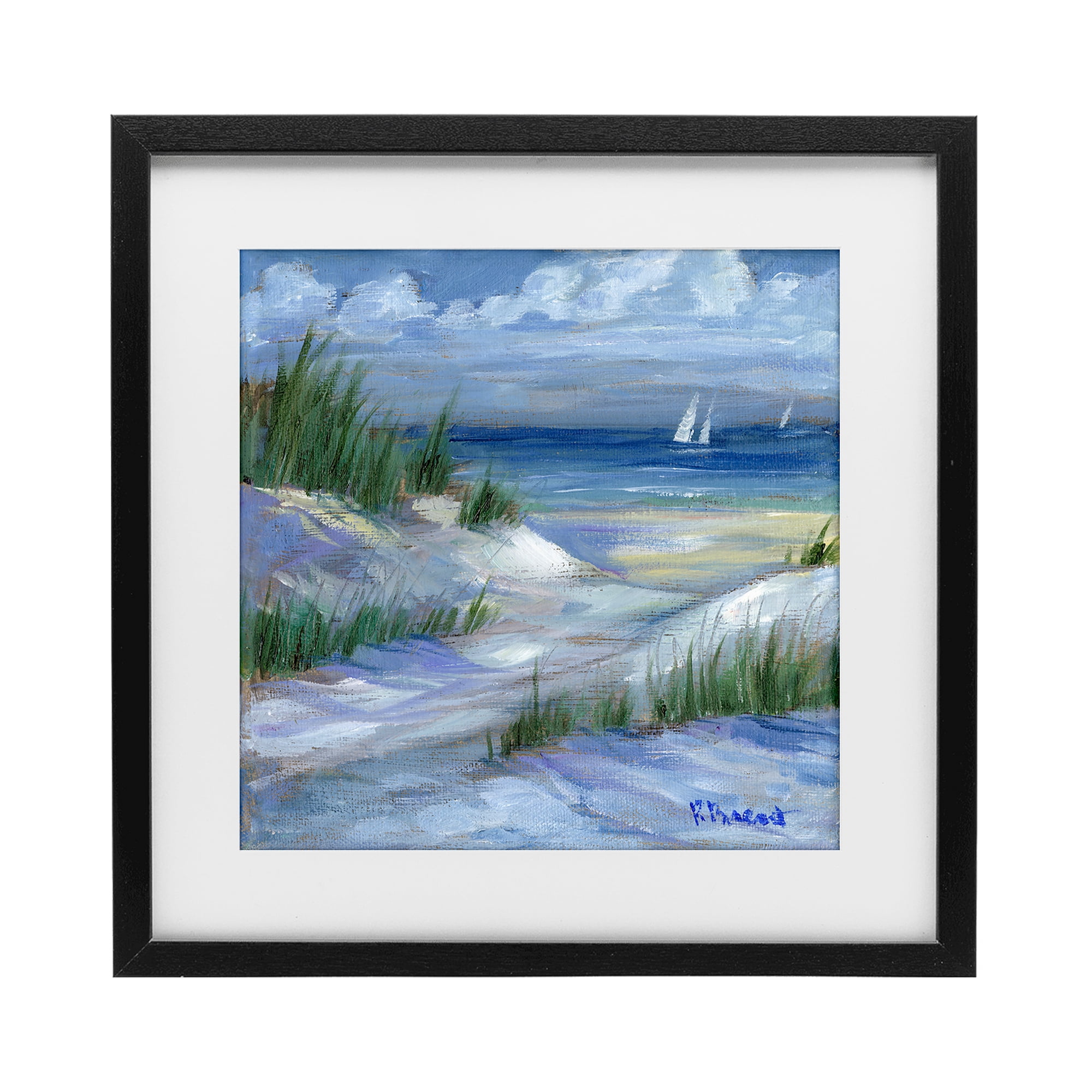 Stupell Industries Crooked Island Dunes & Sailboats Black Framed Print Under Glass, design by Paul Brent
