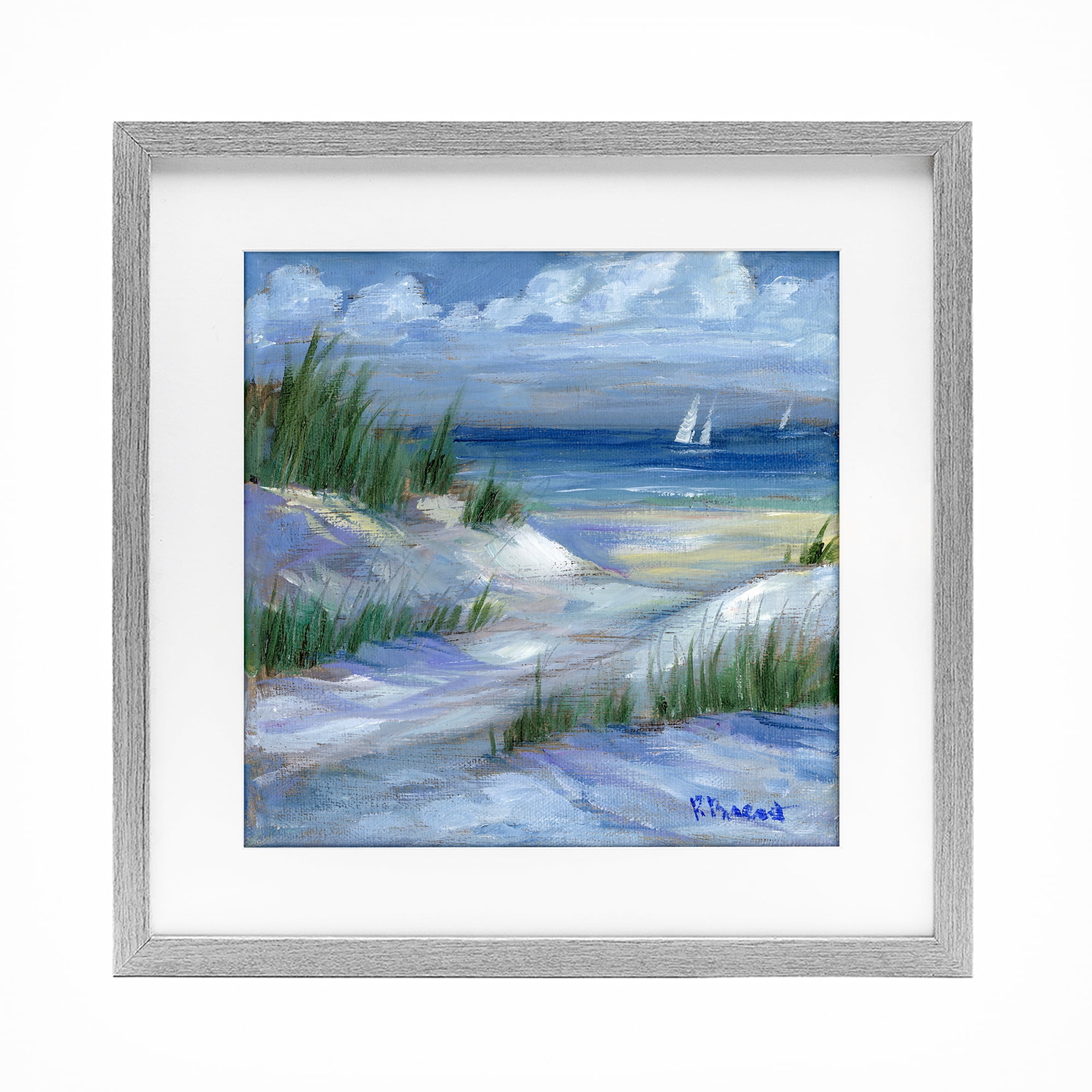 Stupell Industries Crooked Island Dunes & Sailboats Gray Framed Print Under Glass, design by Paul Brent
