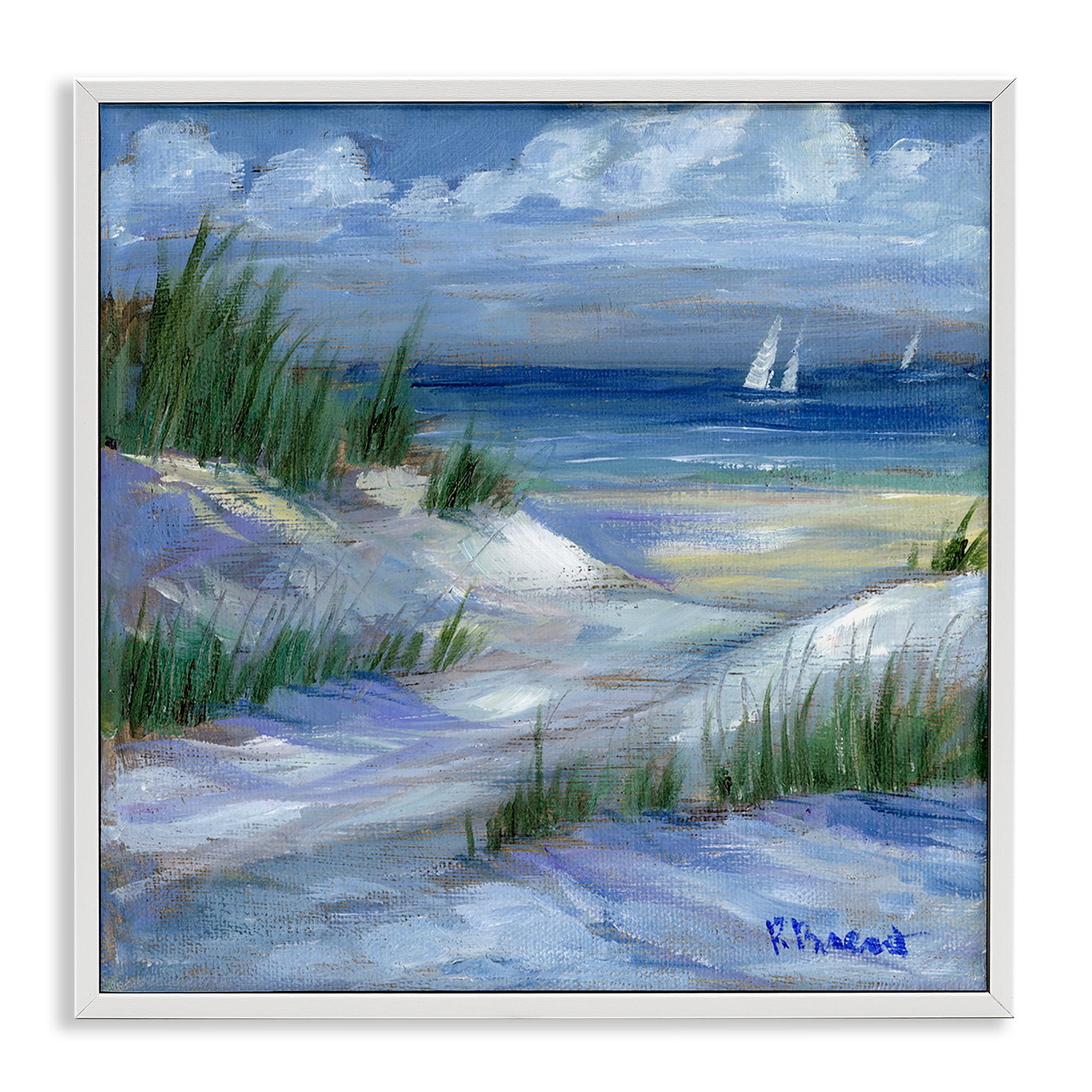 Stupell Industries Crooked Island Dunes & Sailboats White Framed Giclee Art, design by Paul Brent