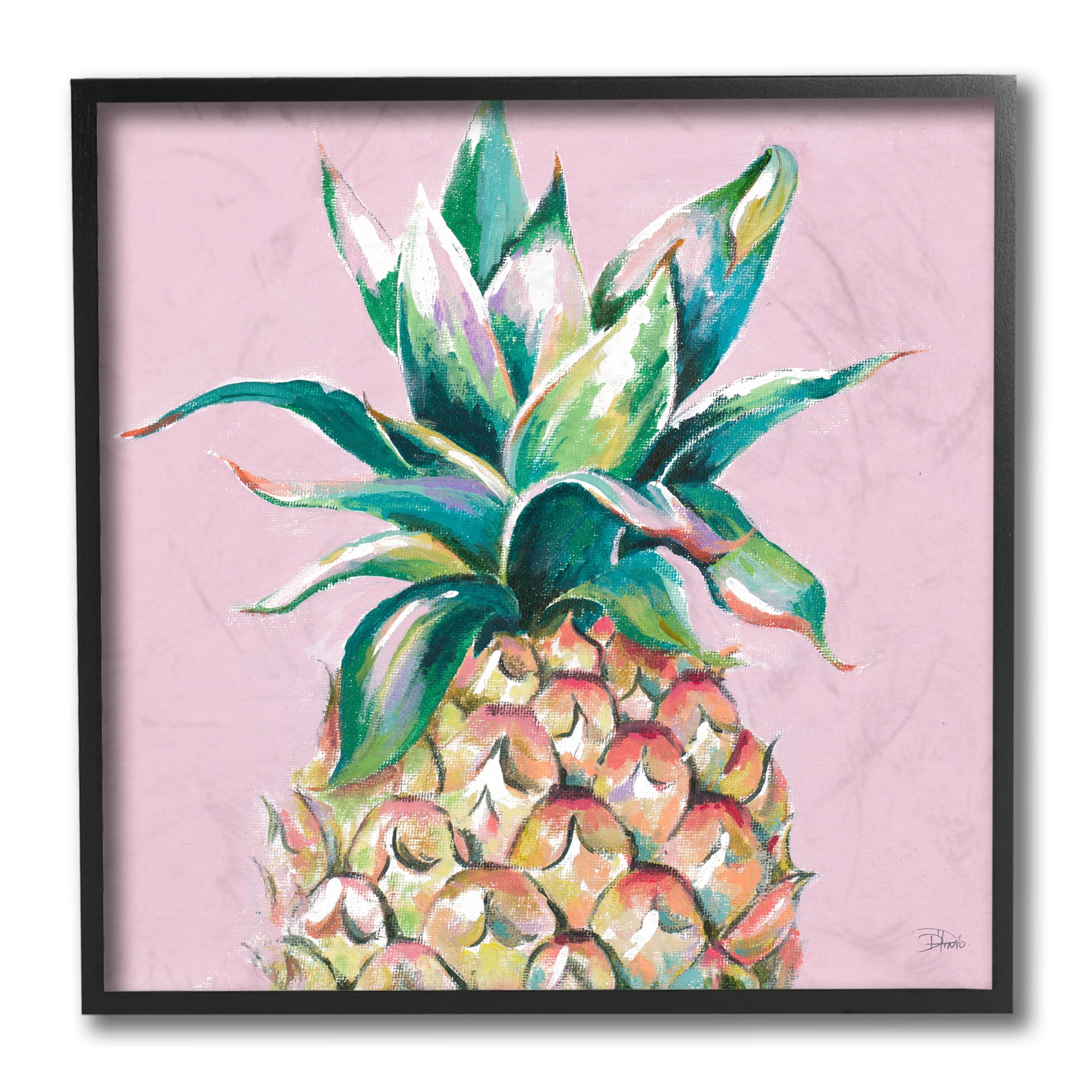 Stupell Industries Cropped Pineapple Composition Pink Color Pop Black Framed by Patricia Pinto