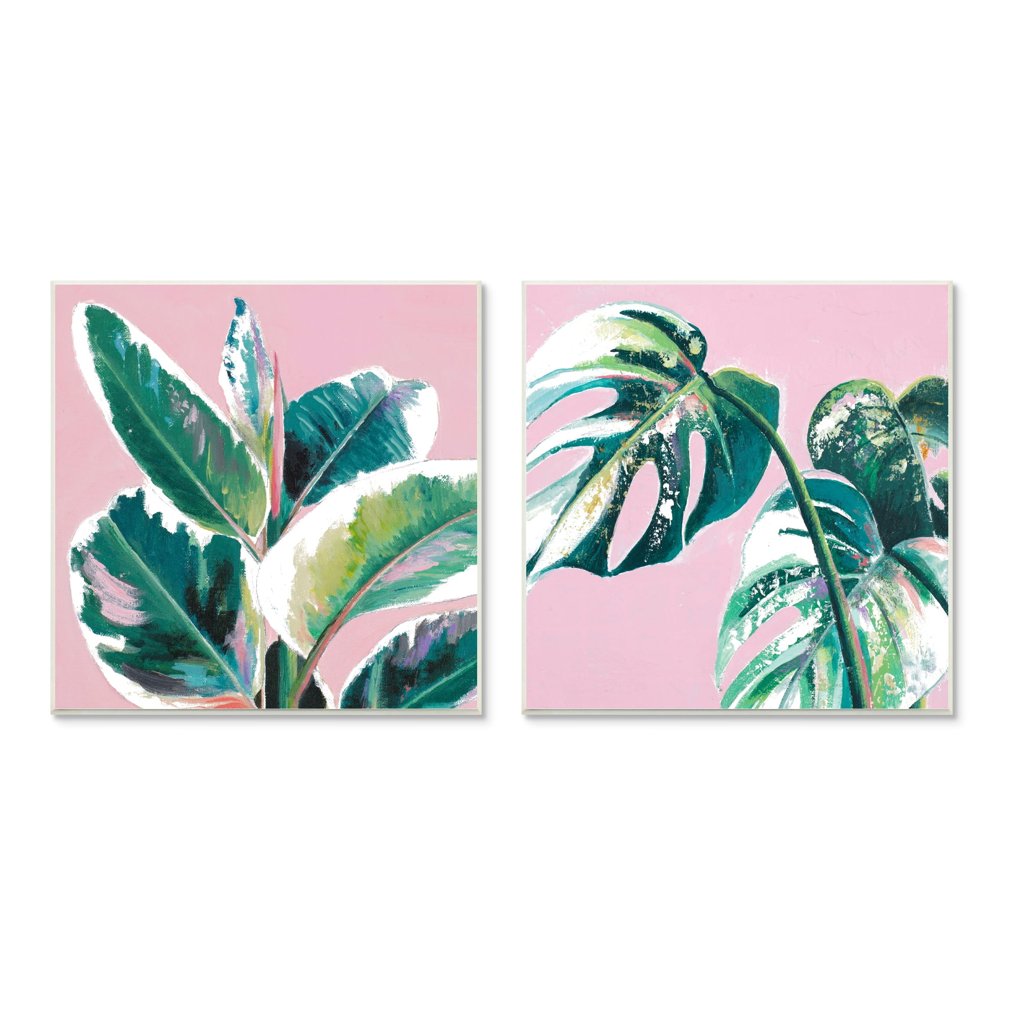 Stupell Industries Cropped Tropical Plant Leaves Pink Geometric Pop Wall Plaque by Patricia Pinto