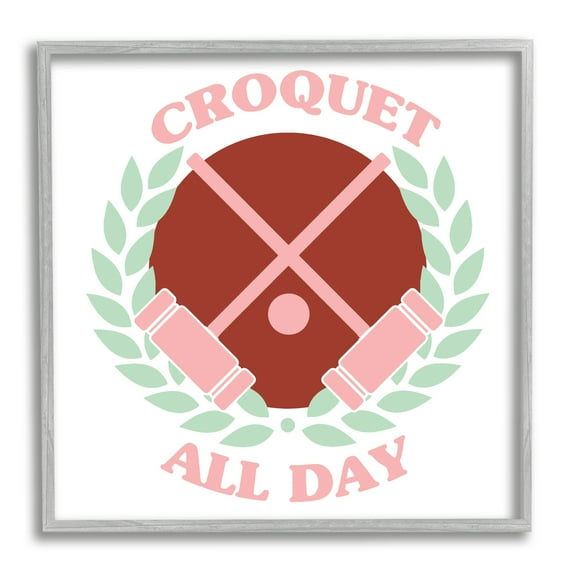 Stupell Industries Croquet All Day Pastel Sports Religious Painting Gray Framed Art Print Wall Art