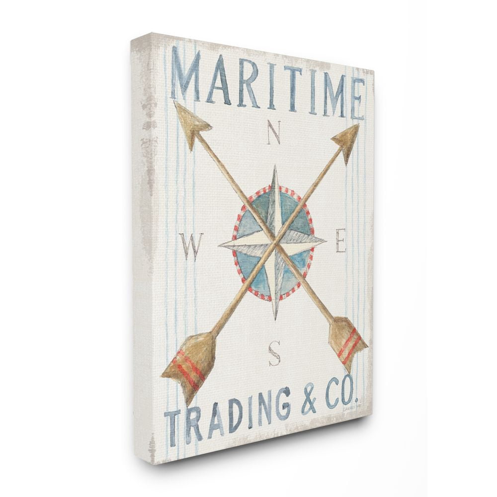 Stupell Industries Crossed Arrow Nautical Compass Pastel Watercolor Canvas Wall Art Design by Danhui Nai, 30" x 40"