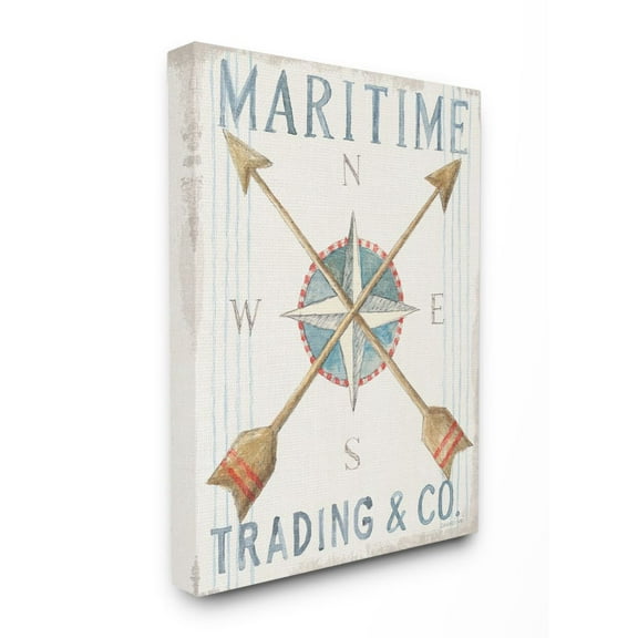 Stupell Industries Crossed Arrow Nautical Compass Pastel Watercolor Canvas Wall Art Design by Danhui Nai, 36" x 48"