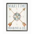 thumbnail image 1 of Stupell Industries Crossed Arrow Nautical Compass Pastel Watercolor Framed Wall Art Design by Danhui Nai, 24" x 30", Black Framed, 1 of 7