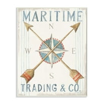 Stupell Industries Crossed Arrow Nautical Compass Pastel Watercolor Unframed Art Print Wall Art, 13x19, by Danhui Nai