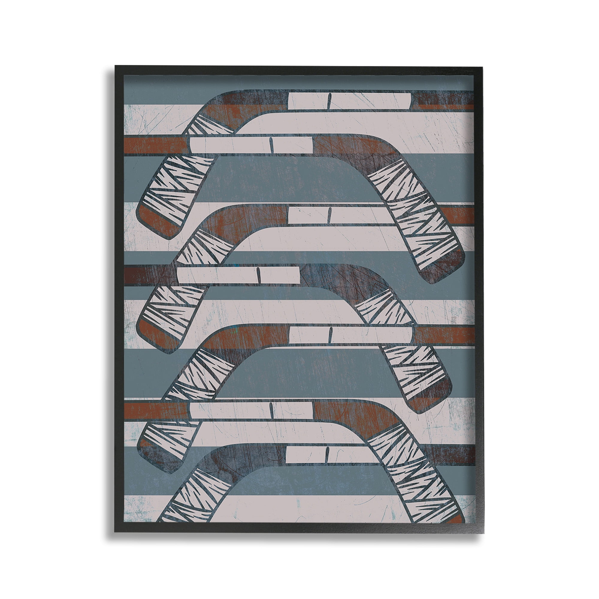 Stupell Industries Crossed Hockey Sticks Sports Painting Black Framed Art Print Wall Art, 11 x 14