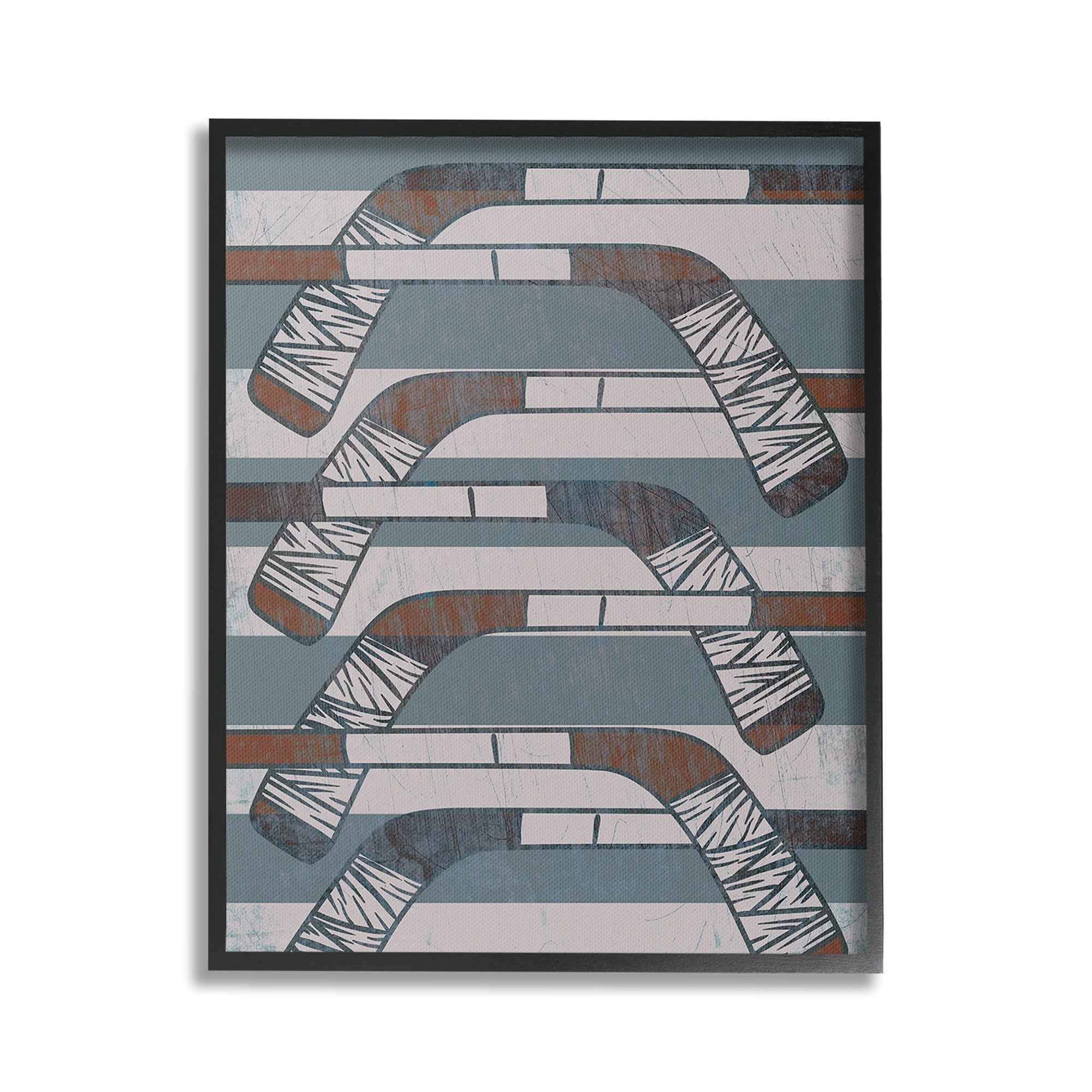 Stupell Industries Crossed Hockey Sticks Sports Painting Black Framed Art Print Wall Art, 16 x 20