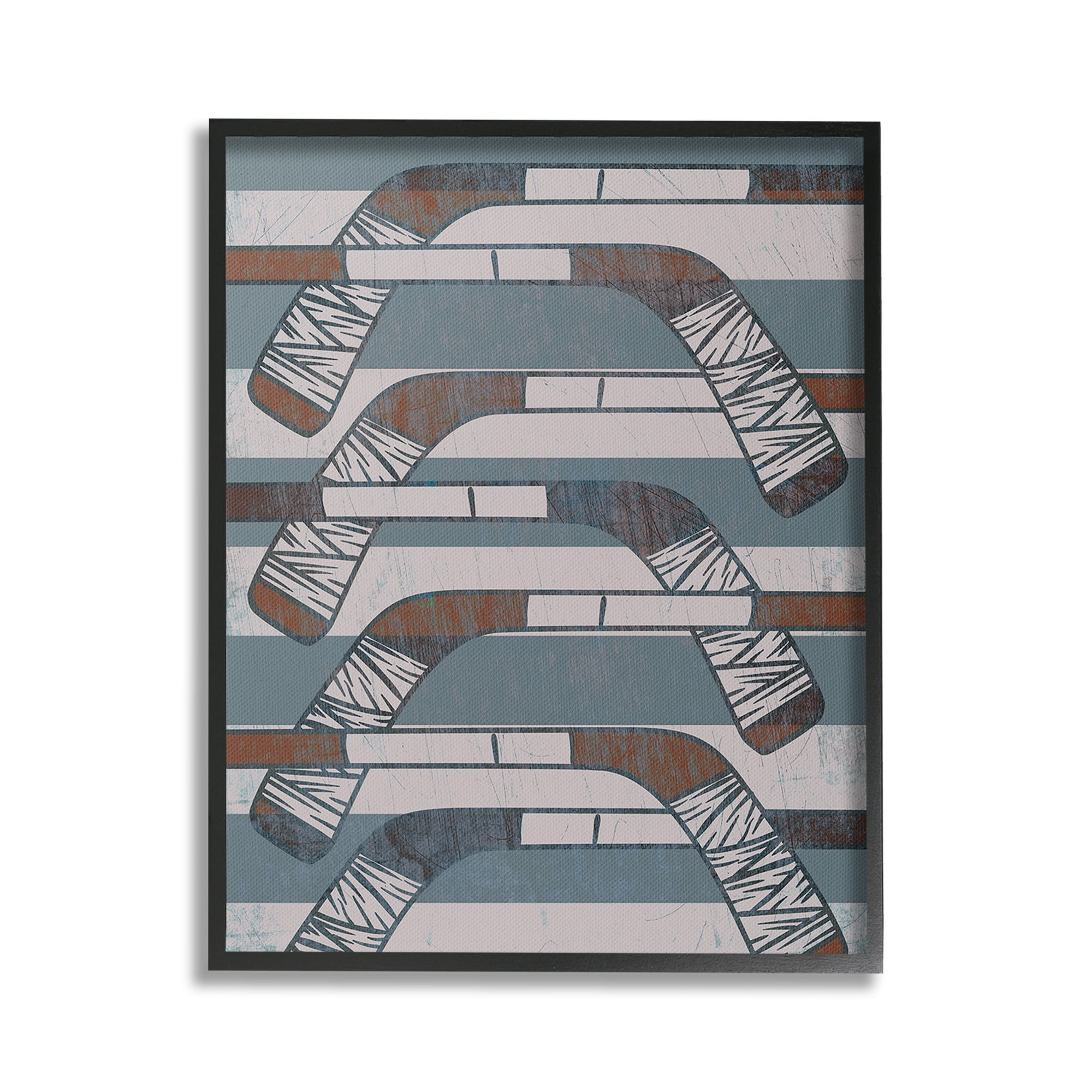 Stupell Industries Crossed Hockey Sticks Sports Painting Black Framed Art Print Wall Art, 24 x 30