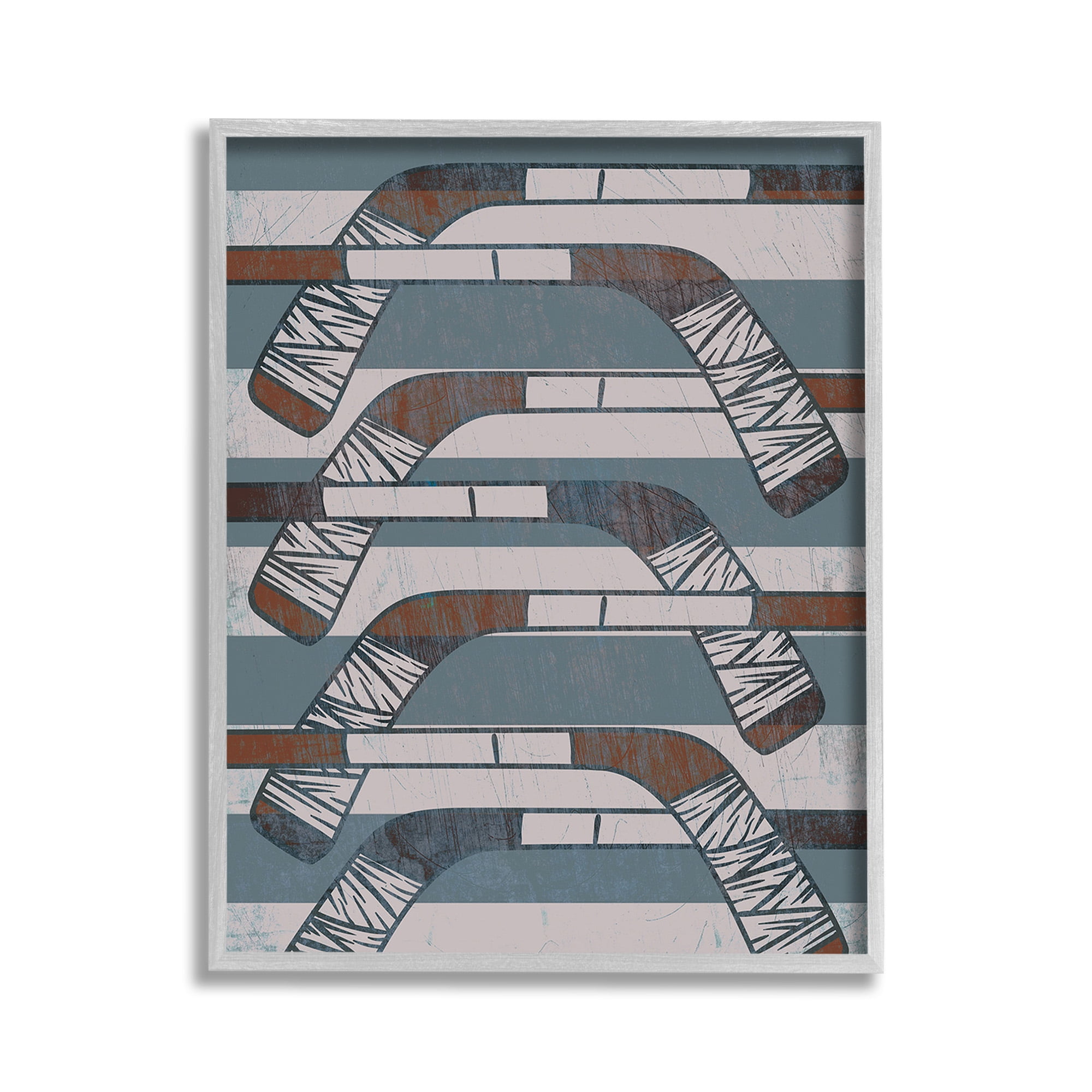 Stupell Industries Crossed Hockey Sticks Sports Painting Gray Framed Art Print Wall Art, 11 x 14
