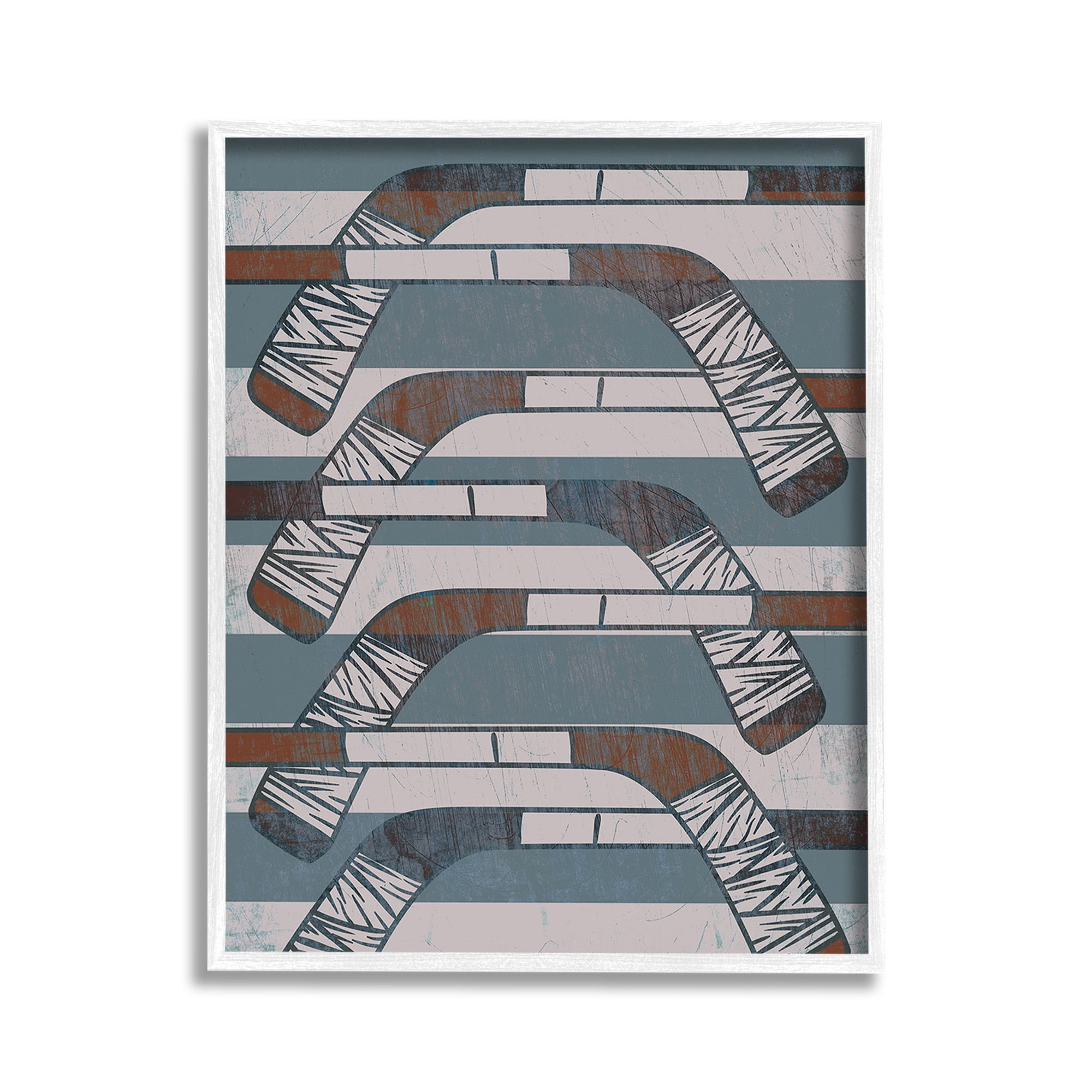 Stupell Industries Crossed Hockey Sticks Sports Painting White Framed Art Print Wall Art, 11 x 14