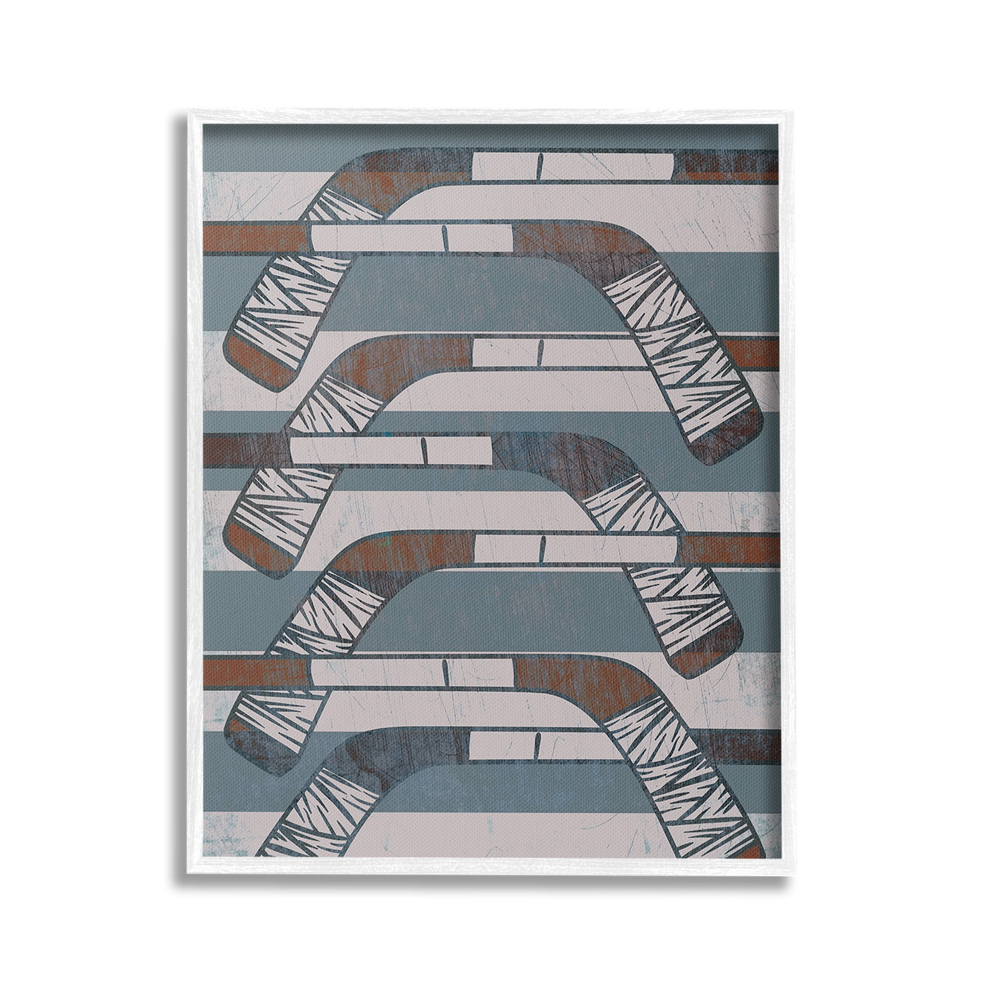 Stupell Industries Crossed Hockey Sticks Sports Painting White Framed Art Print Wall Art, 24 x 30
