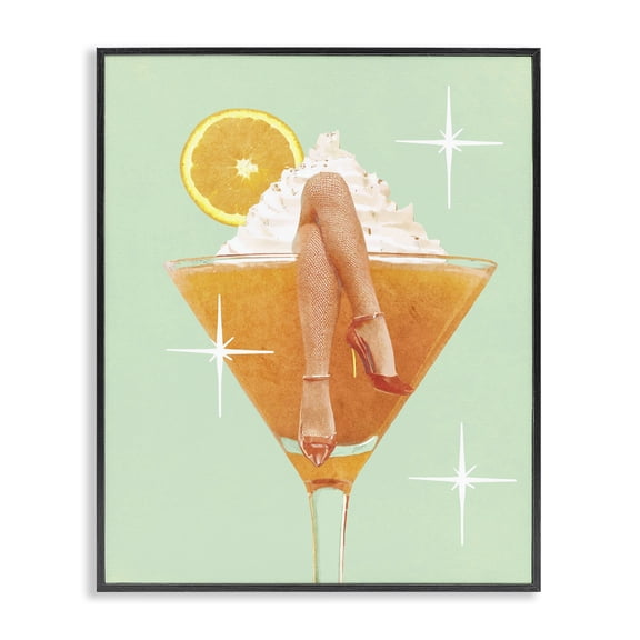 Stupell Industries Crossed Legs Cocktail Food & Beverage Painting Black Framed Art Print Wall Art, 24 x 30