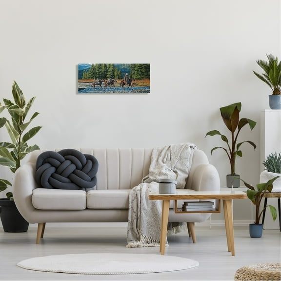 Stupell Industries Crossing River Cowboy Landscape Animals & Insects Painting Gallery Wrapped Canvas Print Wall Art