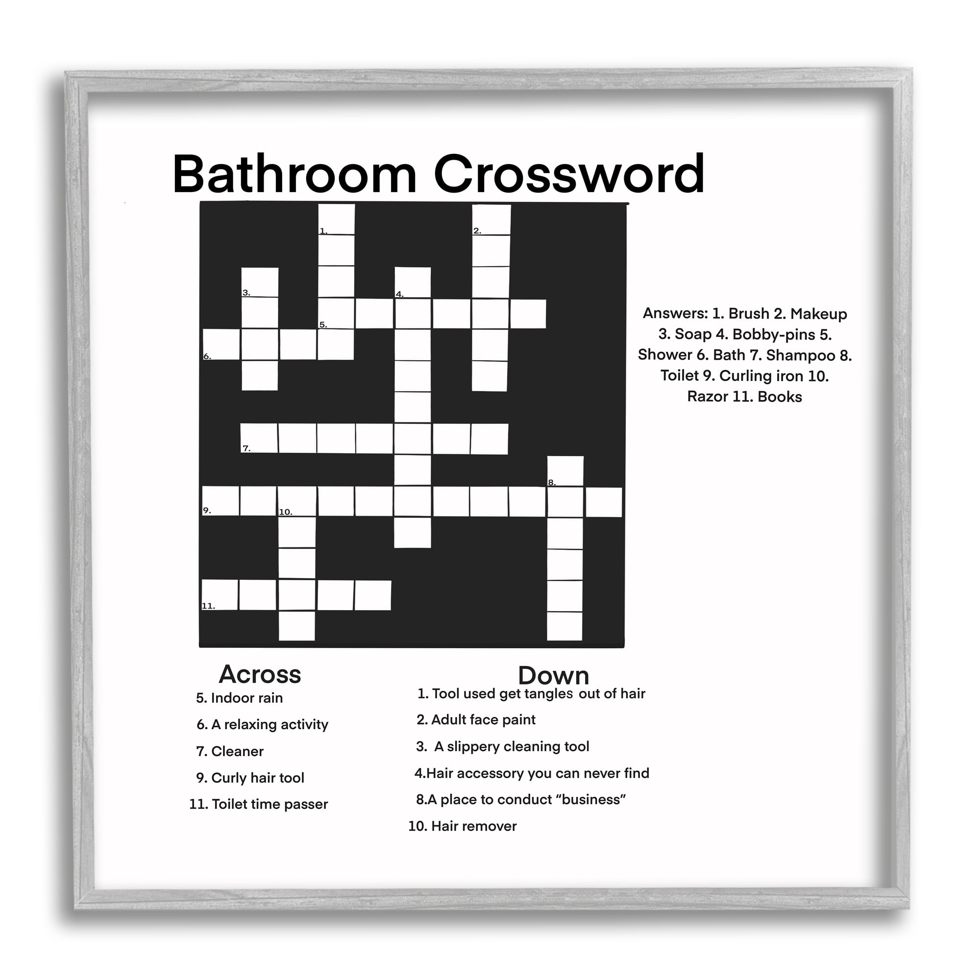 Stupell Industries Crossword Bathroom Puzzle Fun Toilet Game Sign,12 x 12, Design by Ashley Singleton