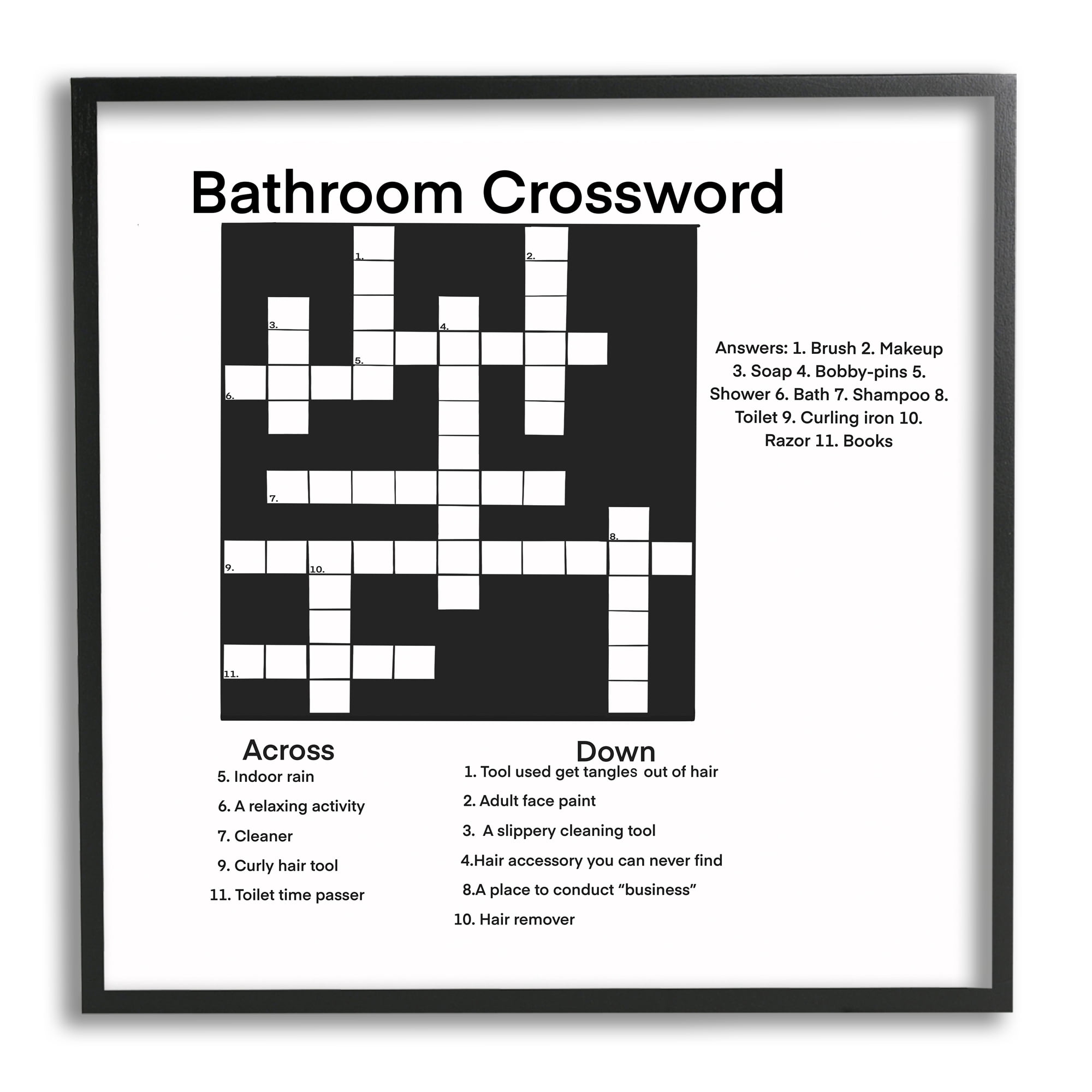 Stupell Industries Crossword Bathroom Puzzle Fun Toilet Game Sign,24 x 24, Design by Ashley Singleton