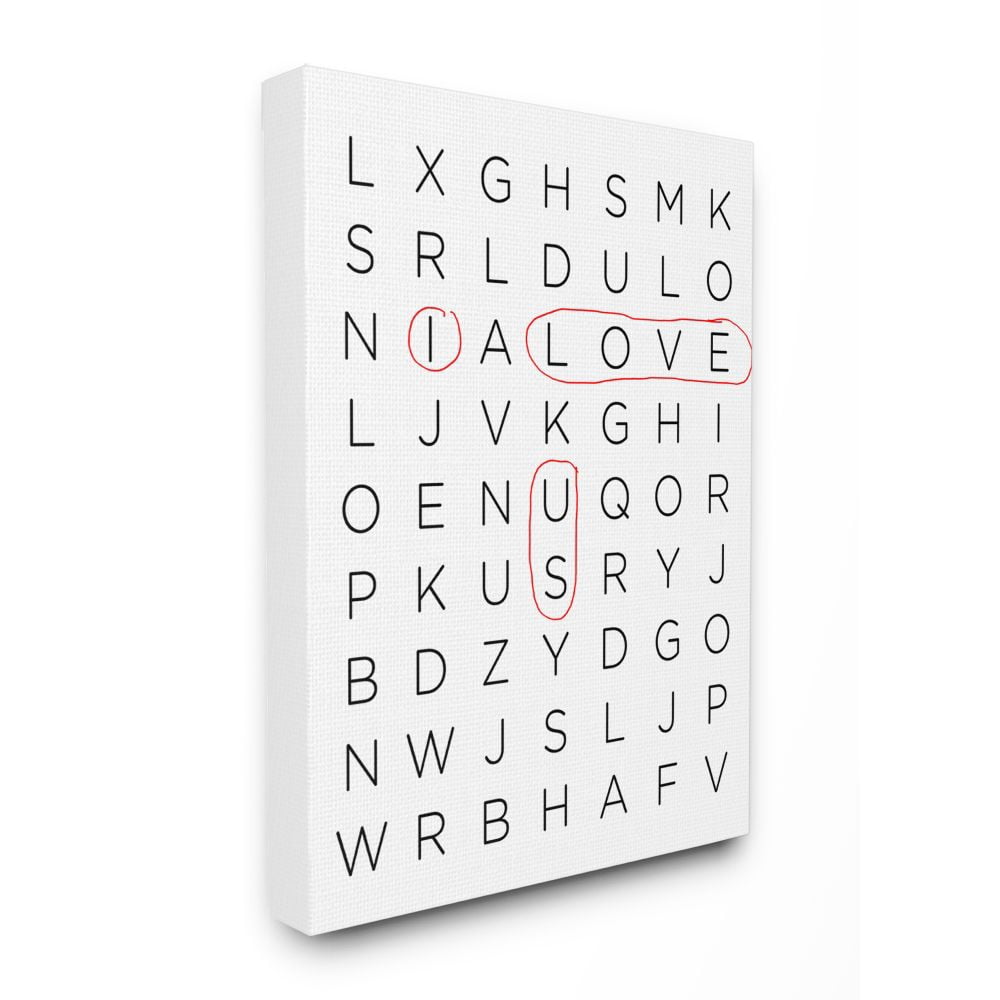 Stupell Industries Crossword Family Home Inspirational Word Black And White Design Canvas Wall Art by Anna Quach
