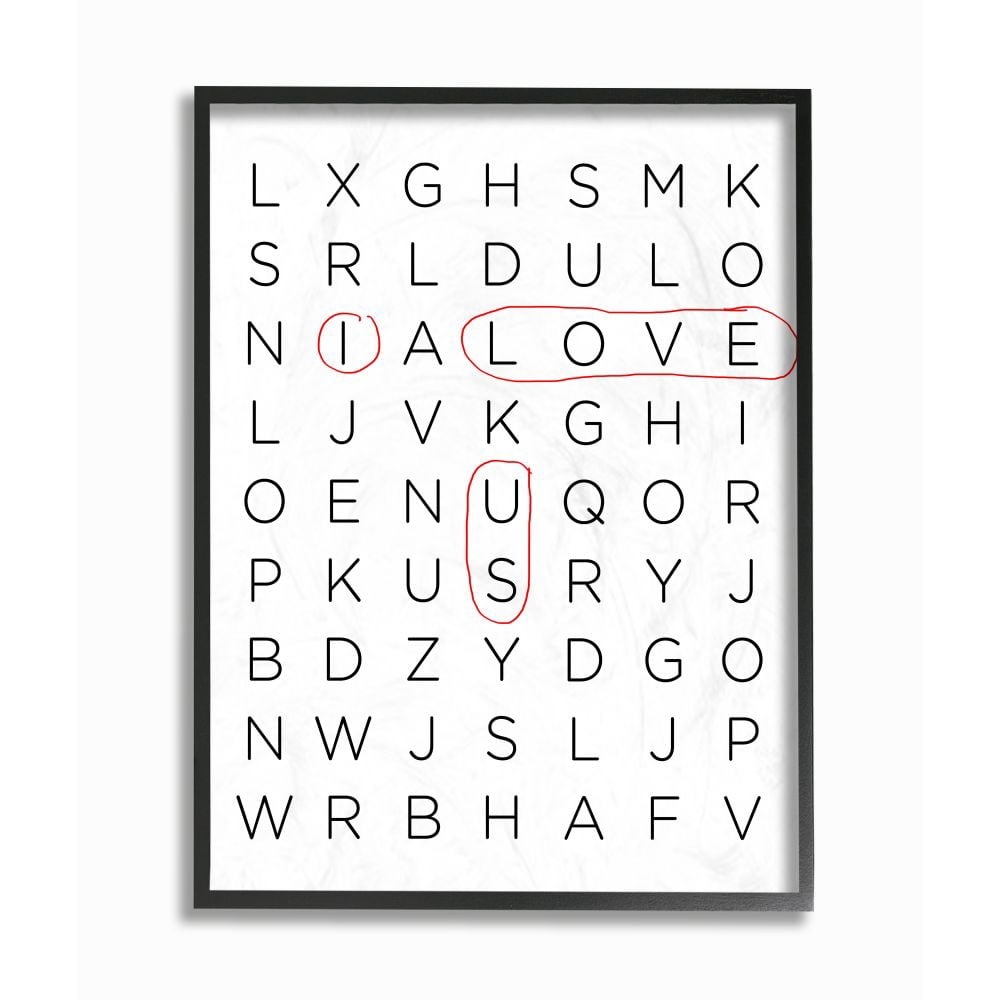 Stupell Industries Crossword Family Home Inspirational Word Black And White Design Framed Giclee Texturized Art by Anna Quach