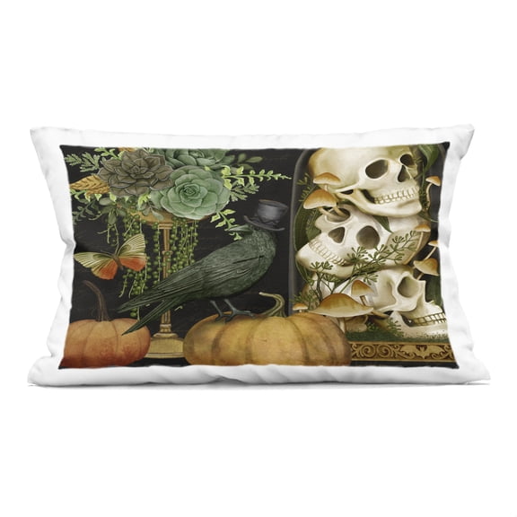 Stupell Industries Crow & Skulls Academia Decorative Printed Throw Pillow design by Nicole Tamarin, 14 x 7 x 20