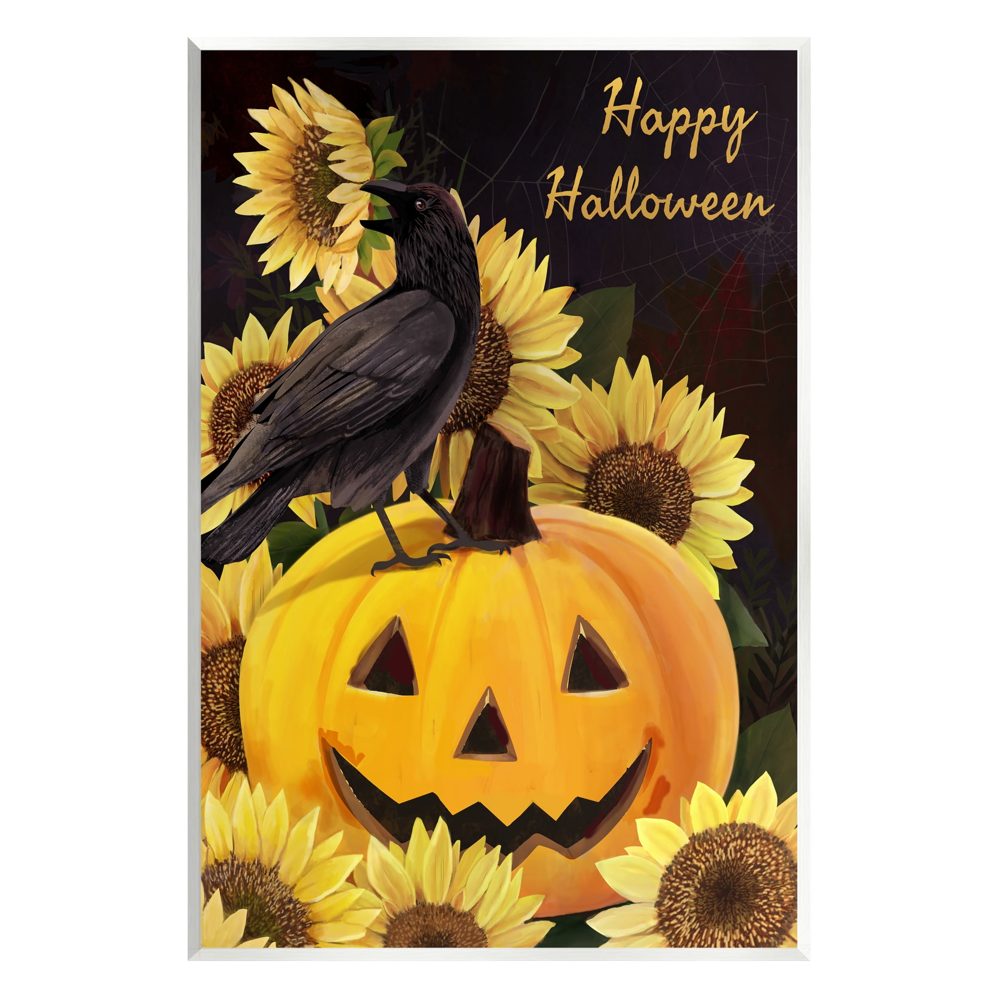 Stupell Industries Crow on Jack-o-Lantern Holiday Painting Unframed Art Print Wall Art, 10 x 15