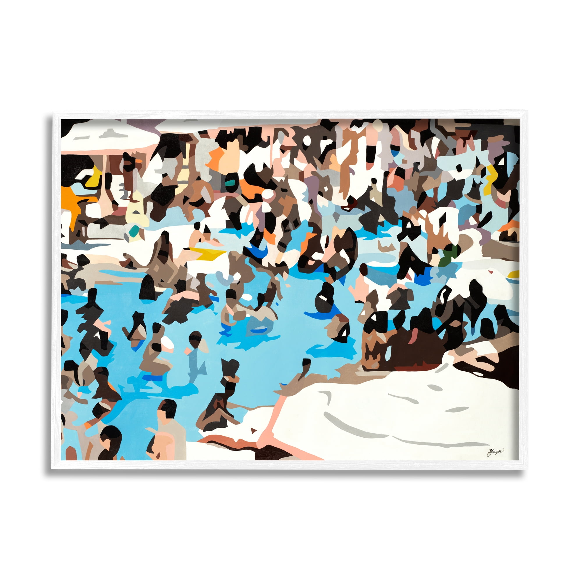 Stupell Industries Crowded Pool Scene Abstract Shape People Tropical Party, 14 x 11, Design by BethAnn Lawson