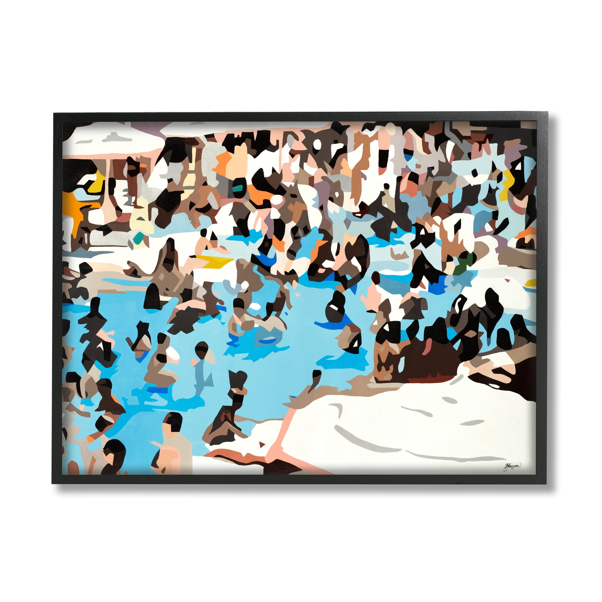 Stupell Industries Crowded Pool Scene Abstract Shape People Tropical Party, 14 x 11, Design by BethAnn Lawson