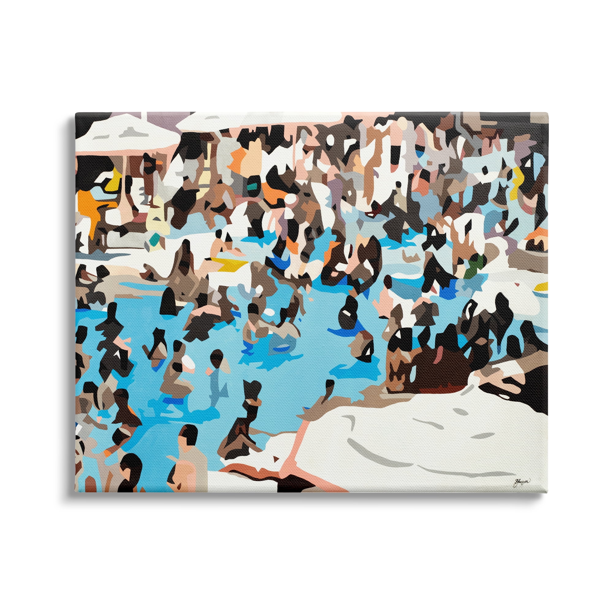 Stupell Industries Crowded Pool Scene Abstract Shape People Tropical Party, 20 x 16, Design by BethAnn Lawson