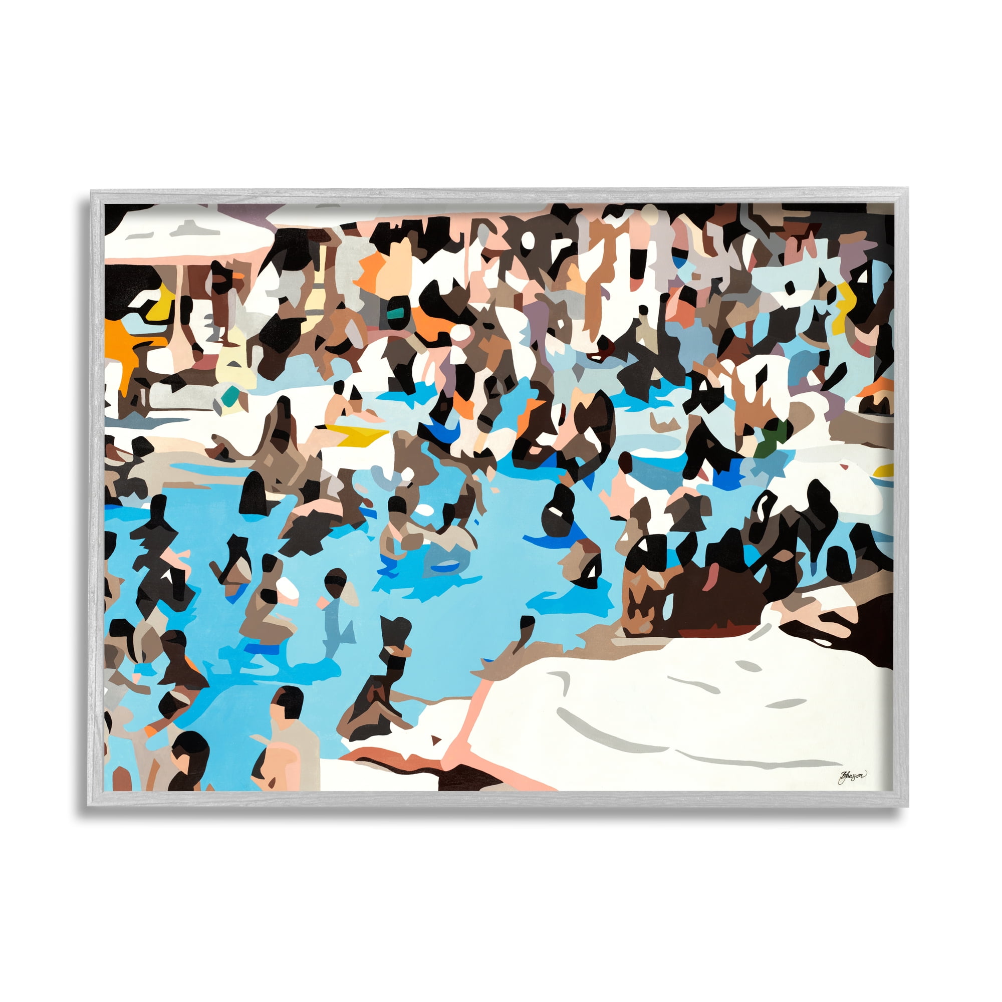 Stupell Industries Crowded Pool Scene Abstract Shape People Tropical Party, 30 x 24, Design by BethAnn Lawson